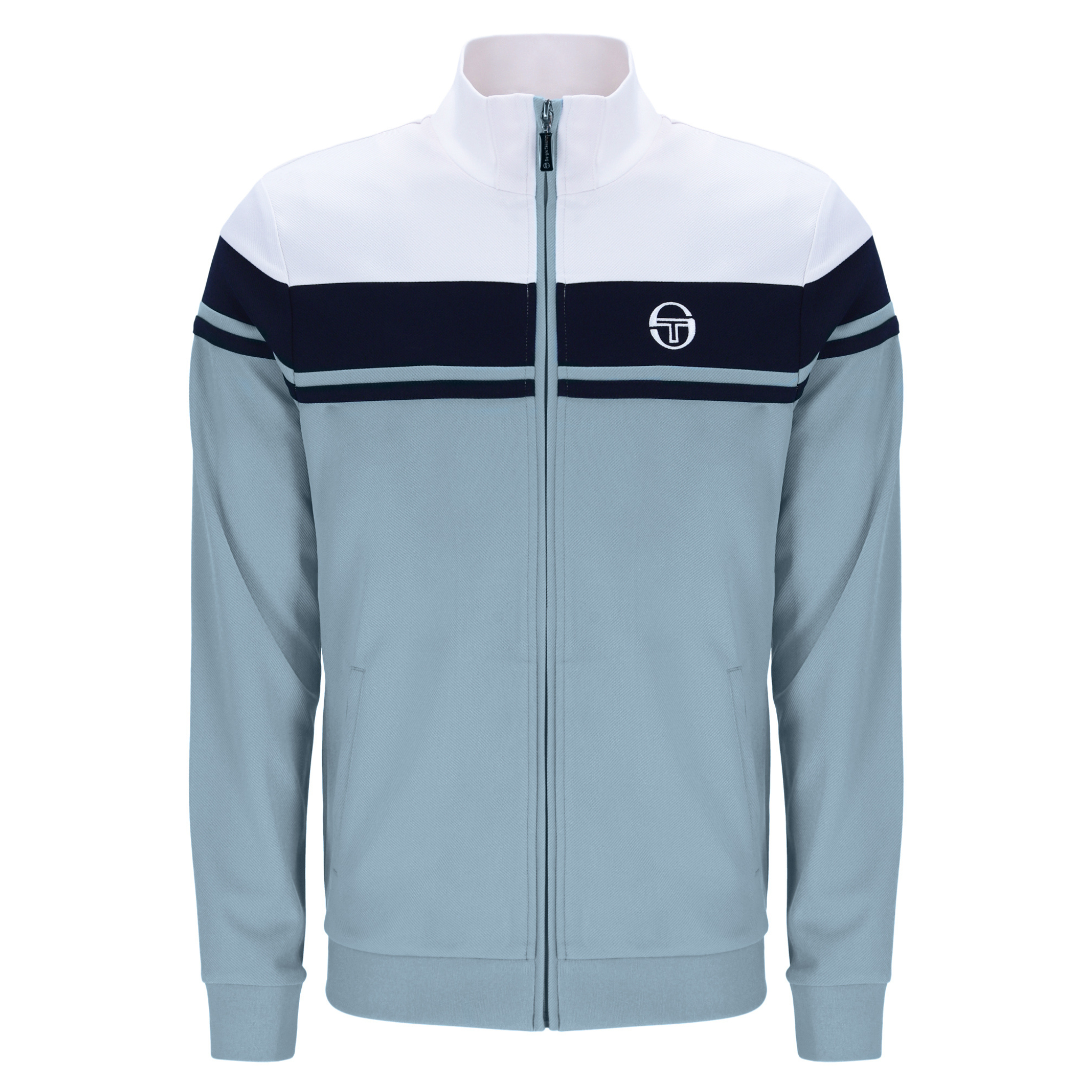 Mens Sergio Tacchini White/Maritime Blue/Lead Damarindo Track Top