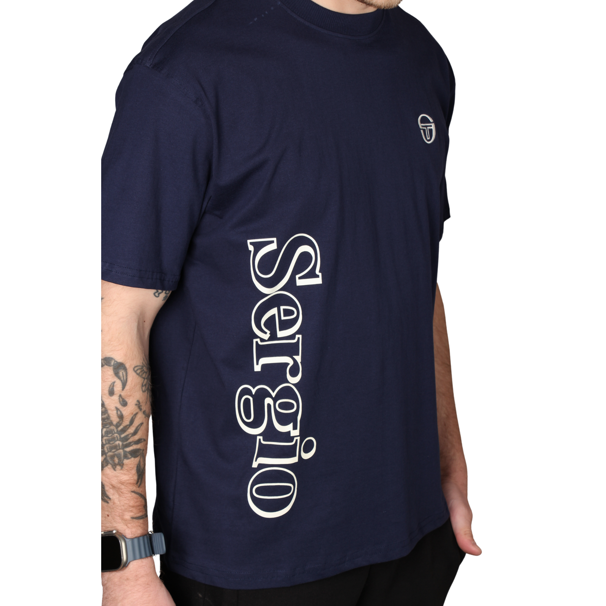Mens Sergio Tacchini Maritime Blue Furato Graphic S/s T Shirt