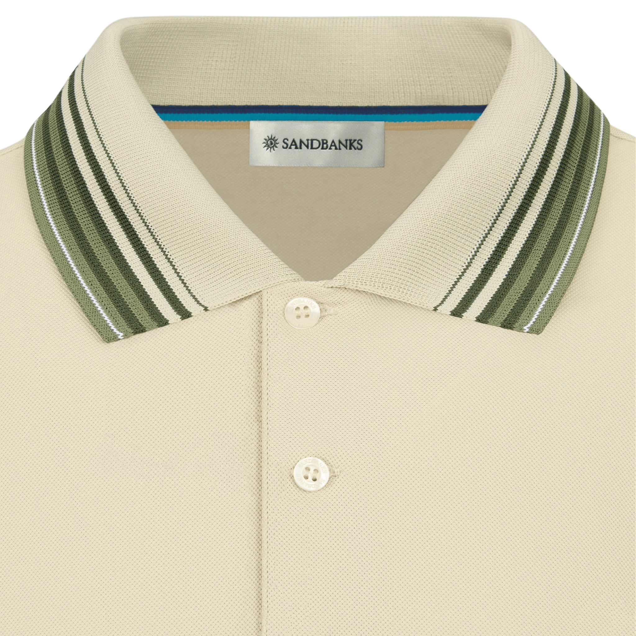 Mens Sandbanks Stone Gradient Rib S/s Polo Shirt