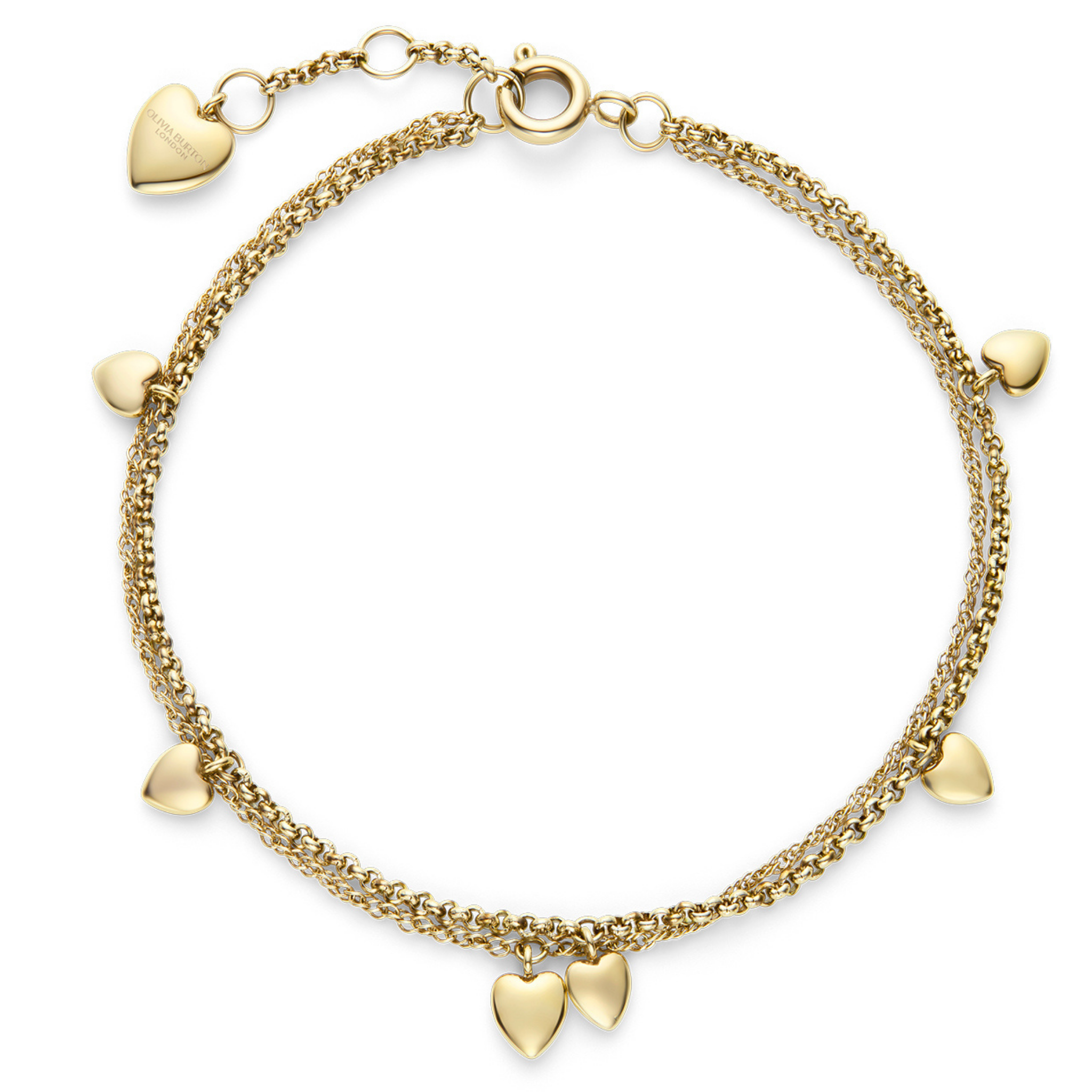 Womens Olivia Burton Gold Mini Hearts Chain Bracelet