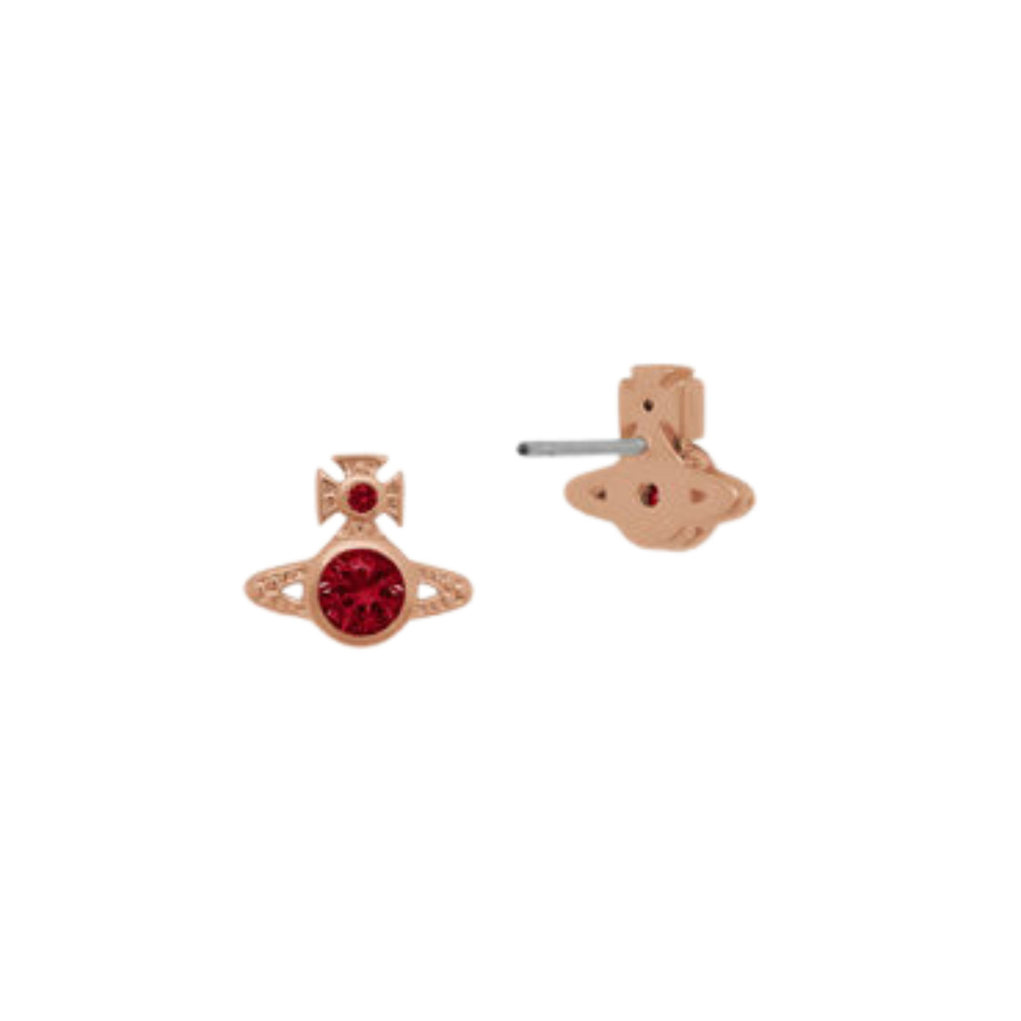 Vivienne Westwood Rose Gold/Red CZ London Orb Earrings