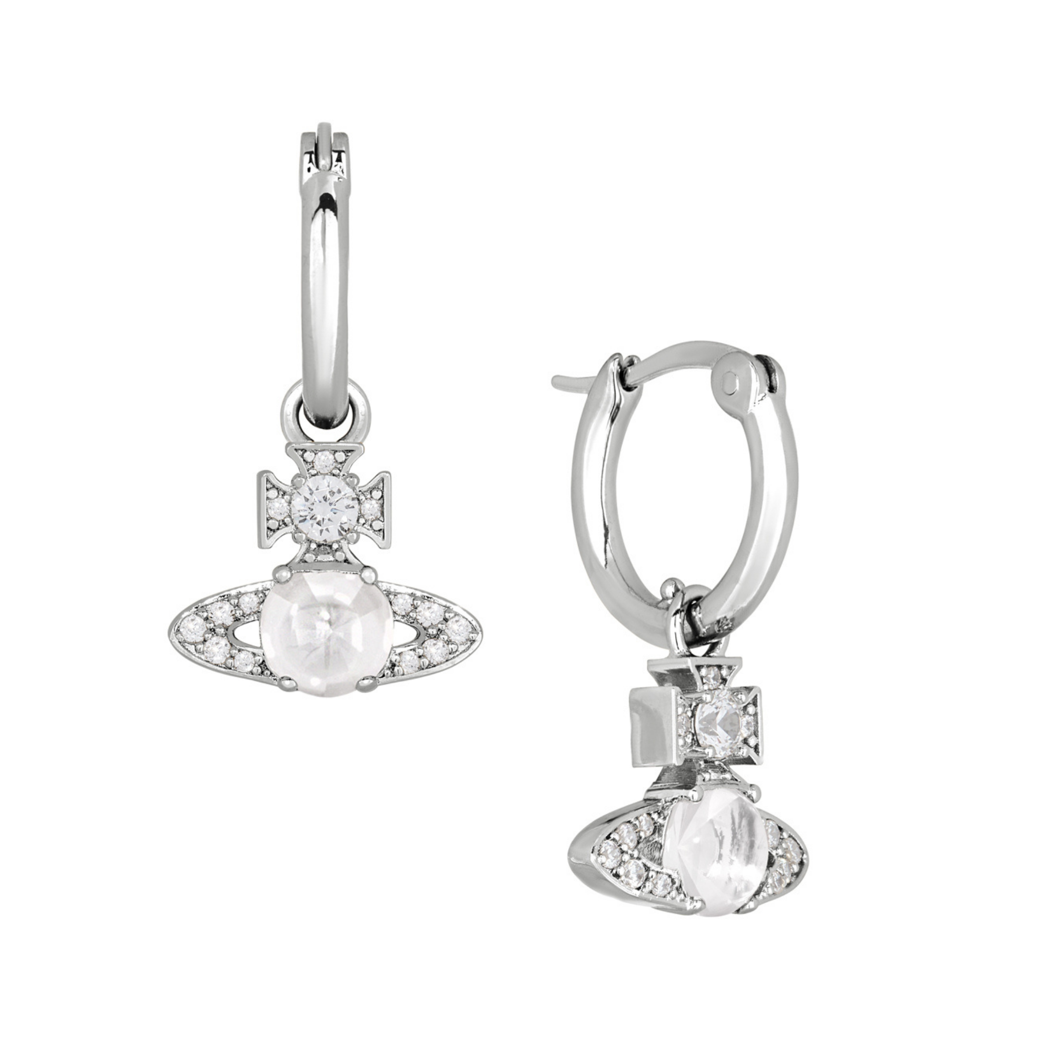 Vivienne Westwood Platinum/White CZ Ondina Hoop Earrings