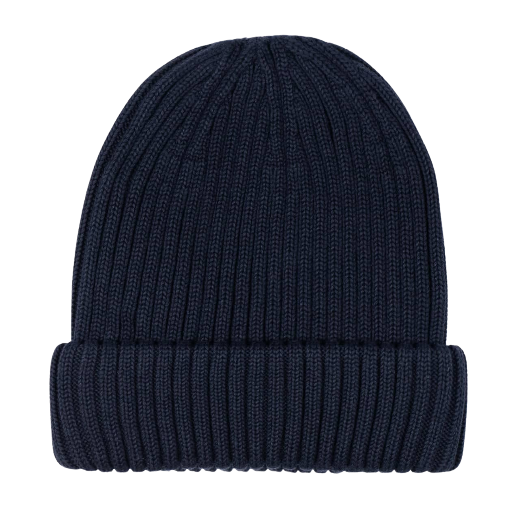 Mens Sandbanks Navy Merino Wool Ribbed Beanie
