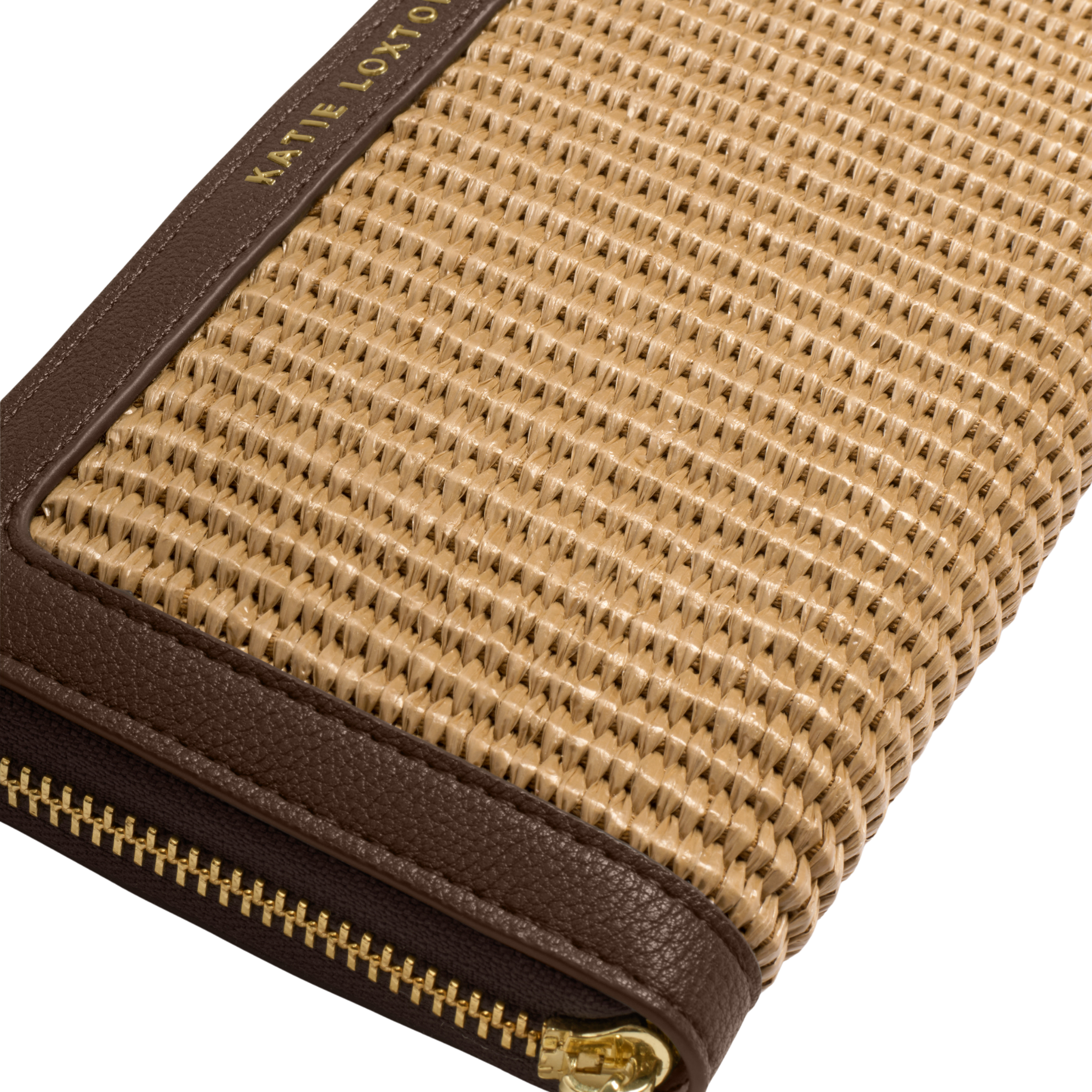 Womens Katie Loxton Bitter Choc/Natural Raffia Florence Purse