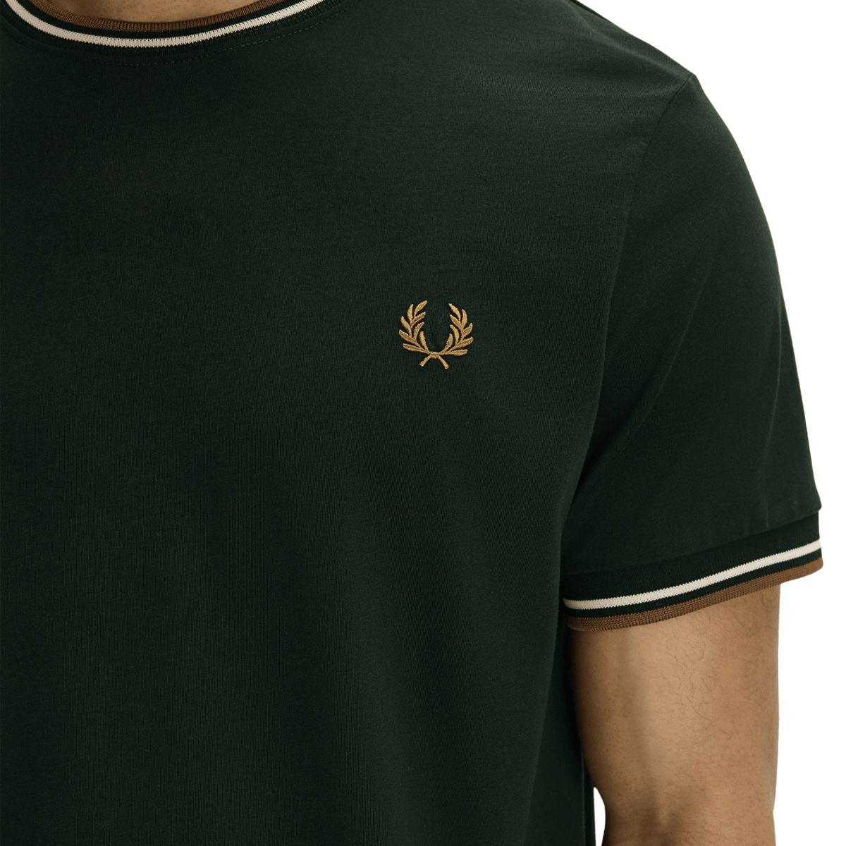 Mens Fred Perry Grassroots/Bronze Twin Tipped S/s T Shirt