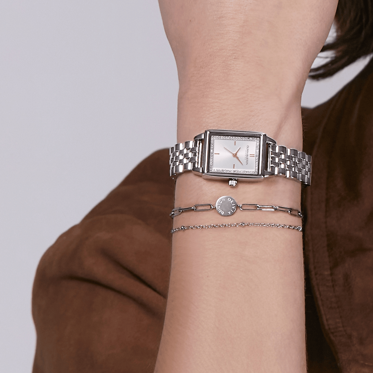 Womens Olivia Burton Silver Watch & Illusion Bracelet Gift Set