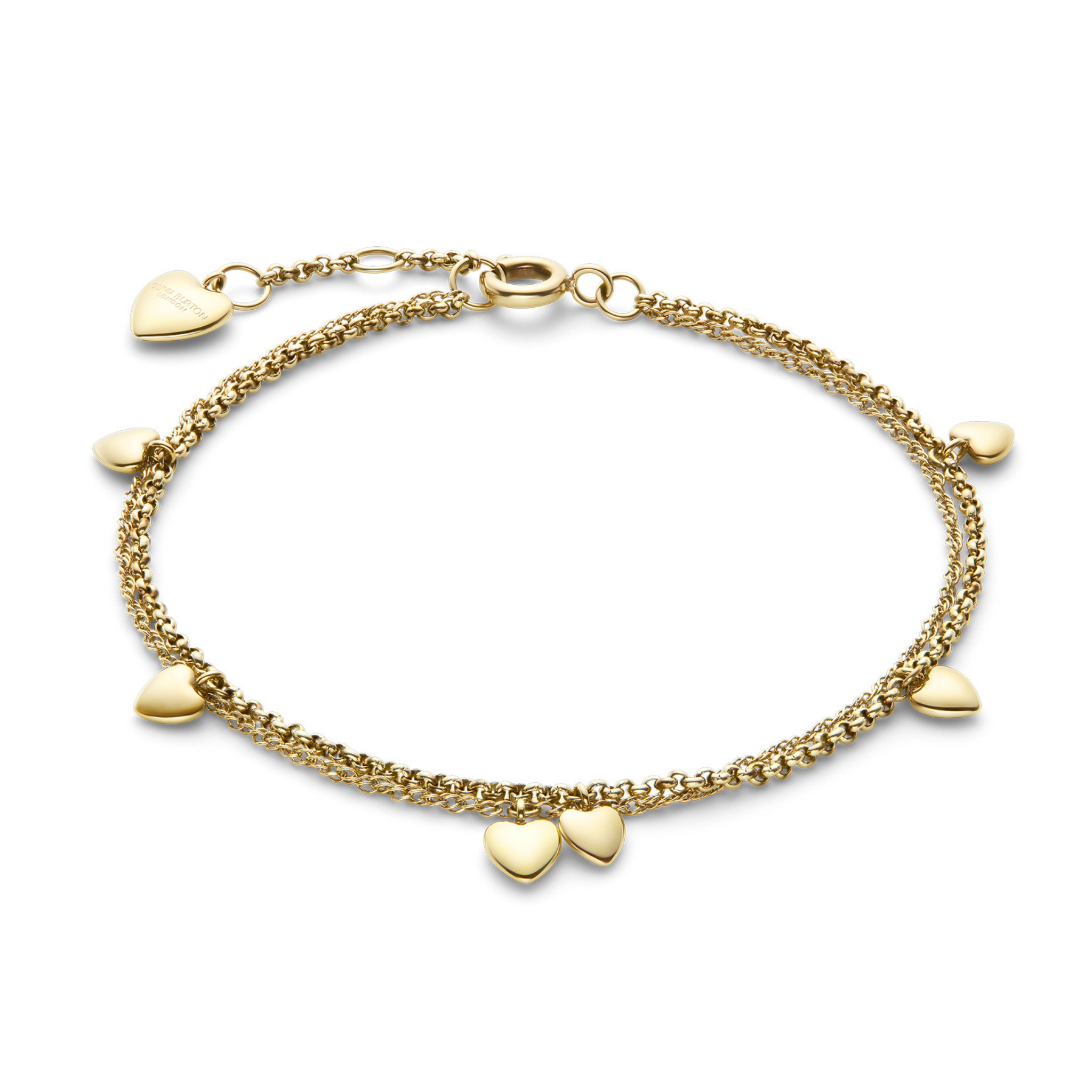 Womens Olivia Burton Gold Mini Hearts Chain Bracelet