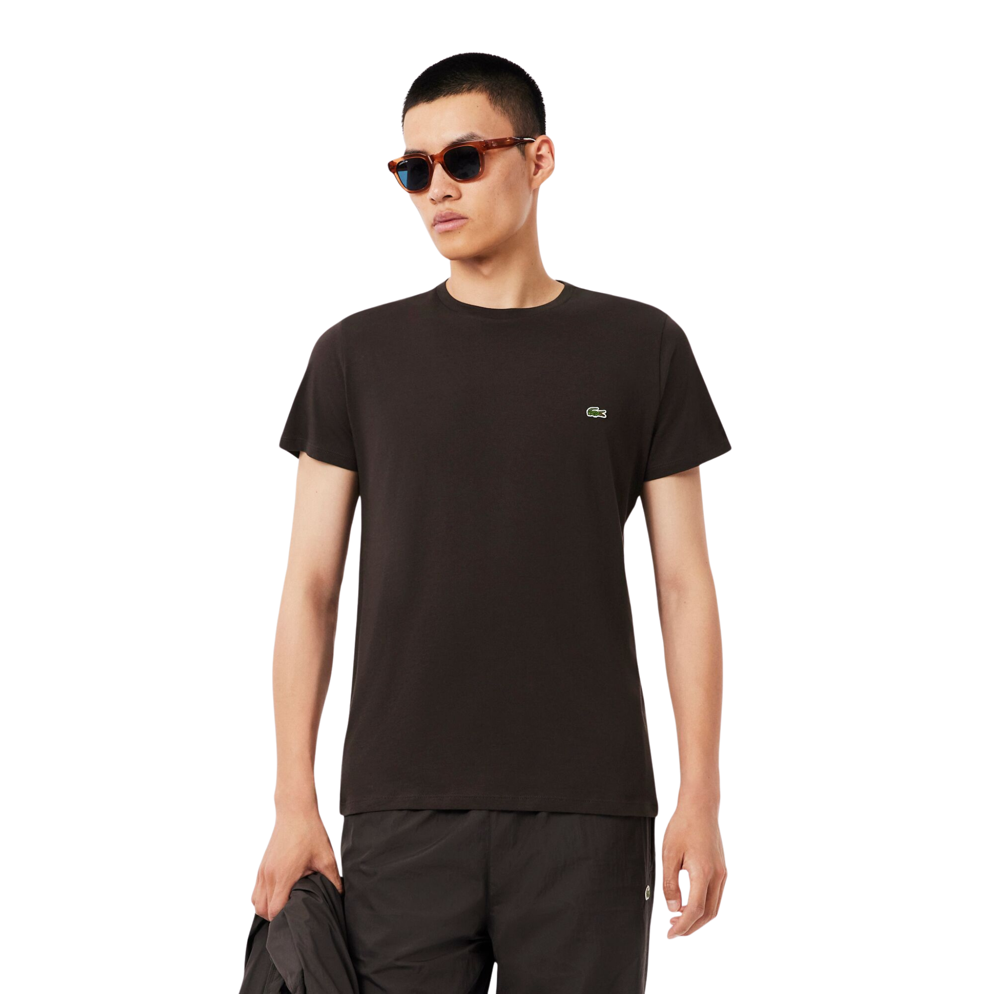 Mens Lacoste Brown Cotton Pima Regular Fit S/s T Shirt