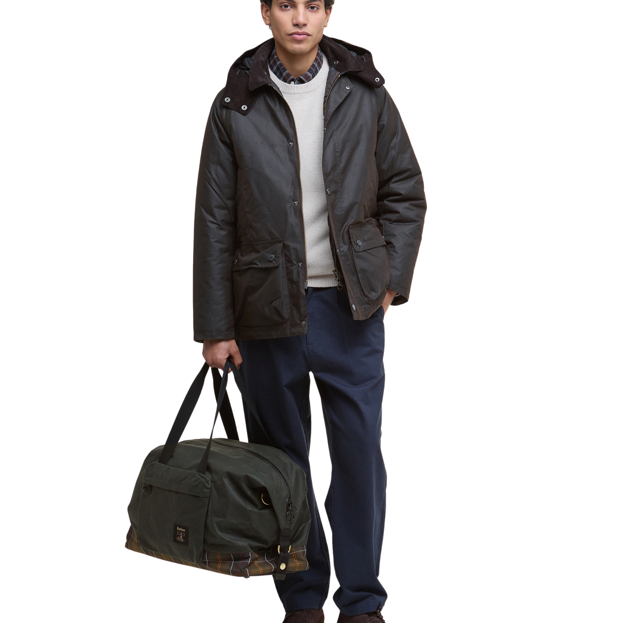 Mens Barbour Sage/Classic Tartan Field Wax Holdall