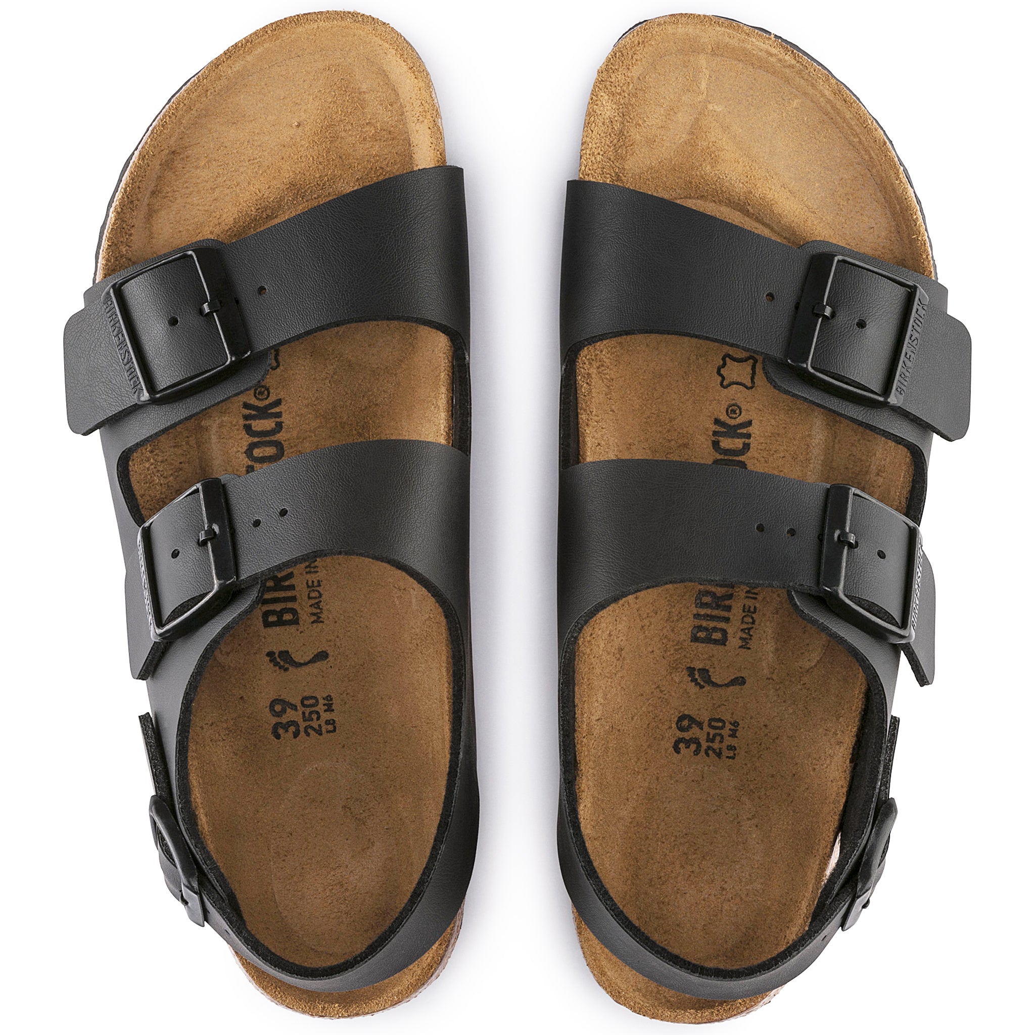 Mens Birkenstock Black Milano Birko-Flor Sandals