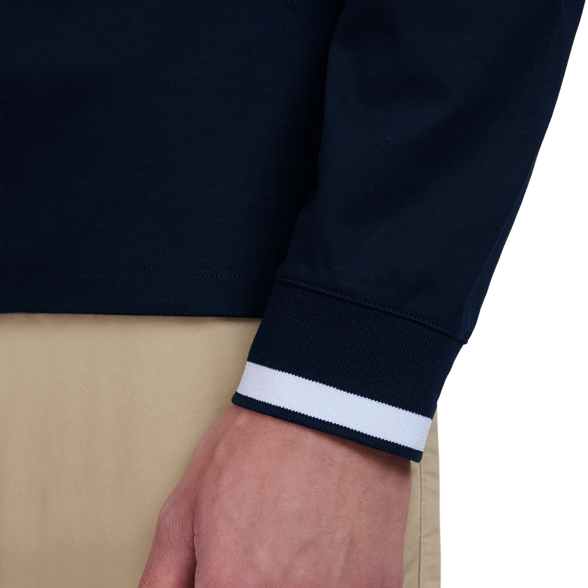 Mens Sandbanks Navy Silicone Zip L/s Polo Shirt