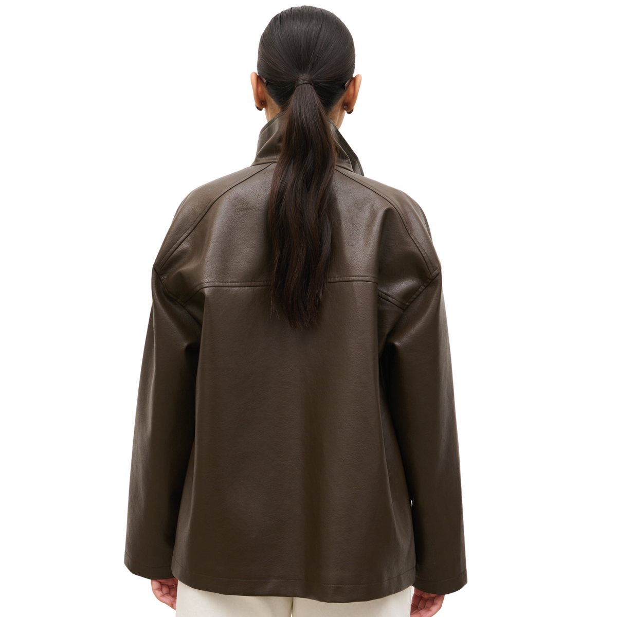 Womens Pretty Lavish Chocolate Lyla Faux Leather Bomber Jacket