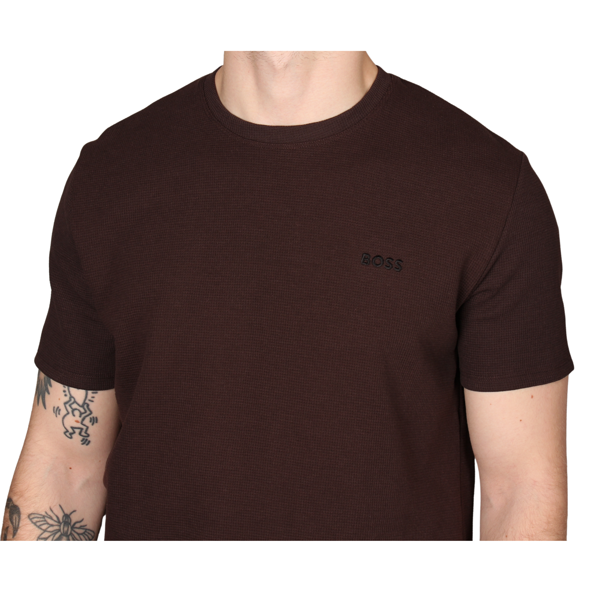 Mens BOSS Dark Brown Waffle Lounge S/s T Shirt