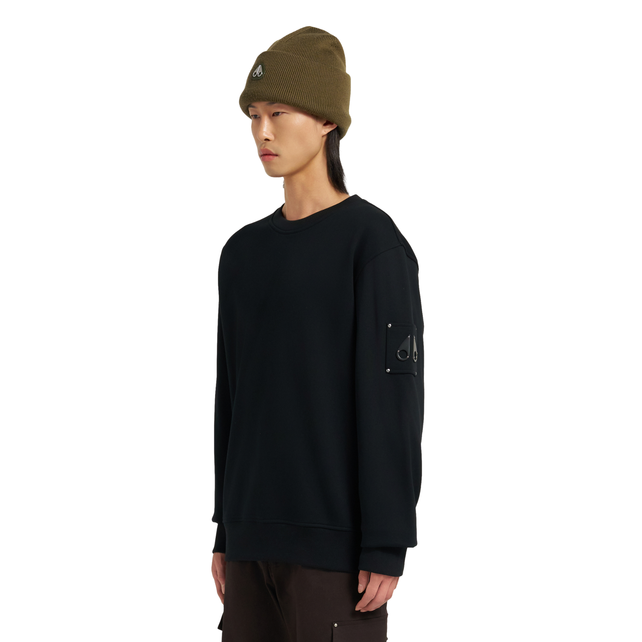 Mens Moose Knuckles Black Hartsfield Crew Sweatshirt