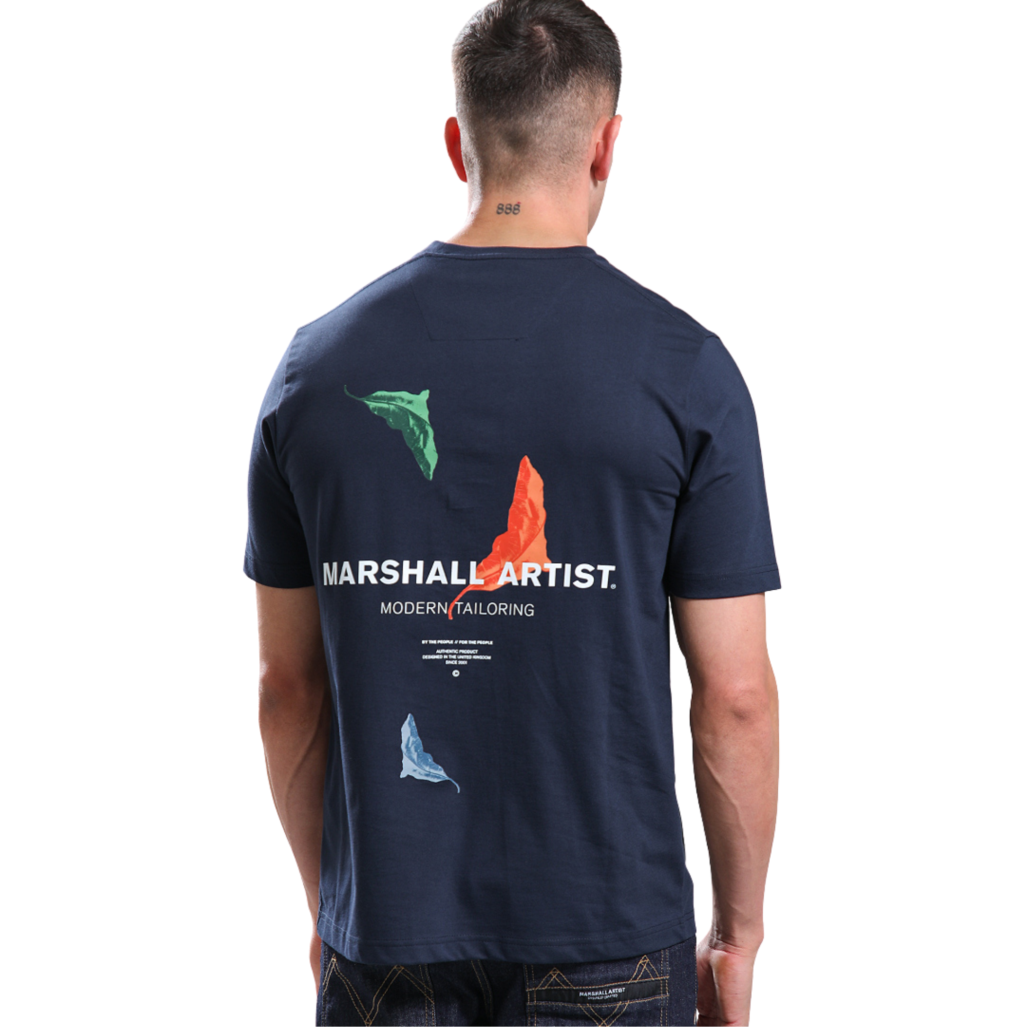 Mens Marshall Artist Navy Aspen Back Print S/s T Shirt