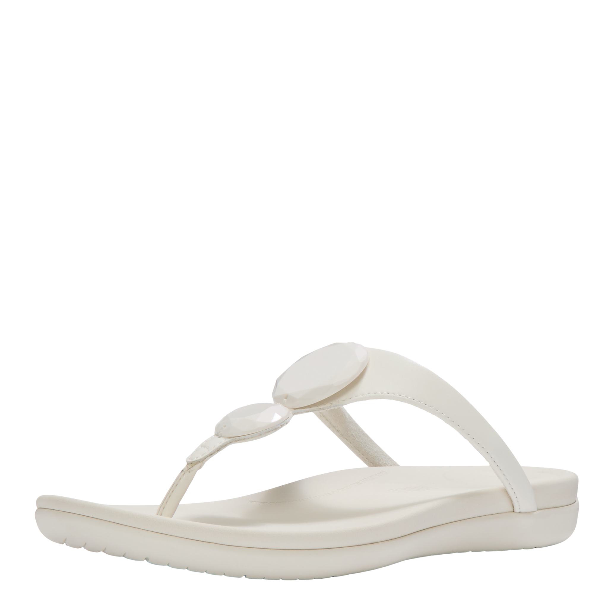 Womens FitFlop Cream Solay Glossy-Disc Toe-Post Sandals