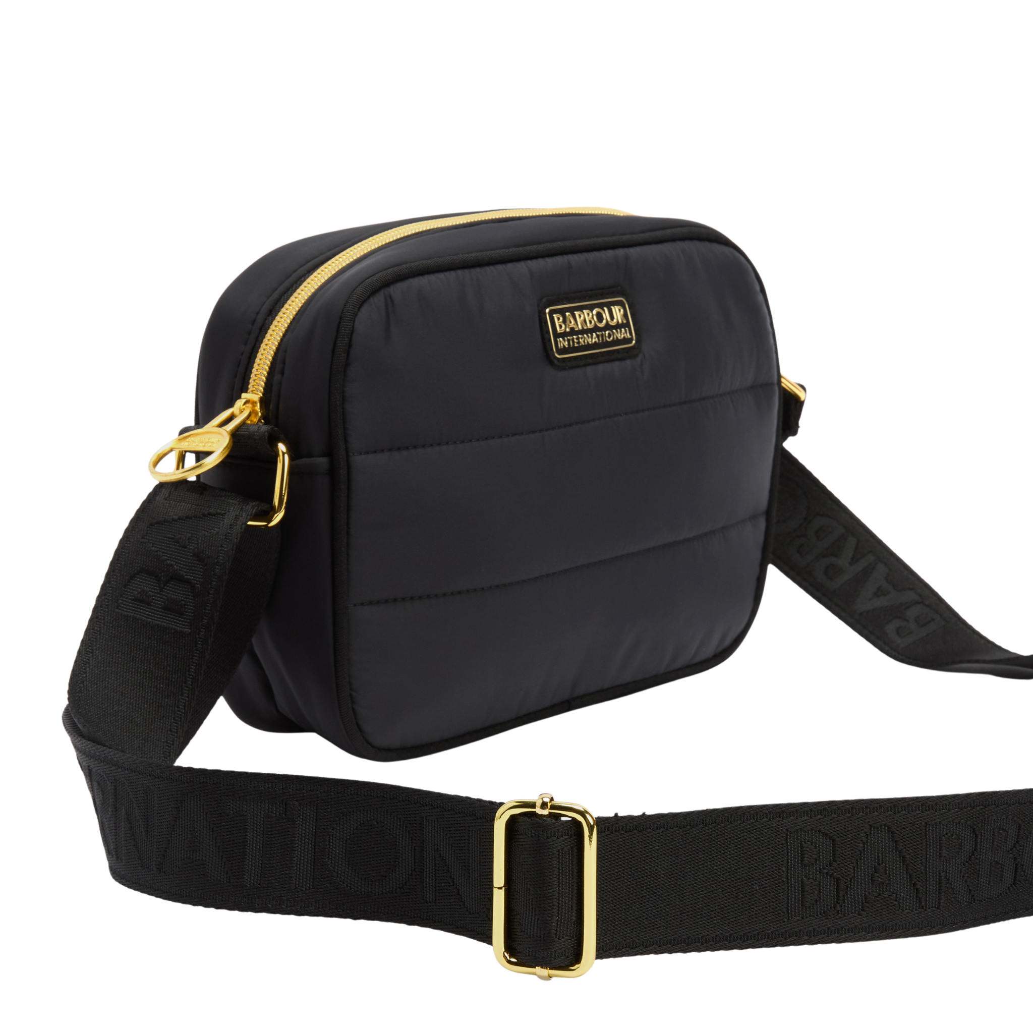 Womens Barbour International Black Monaco Quilt Crossbody Bag