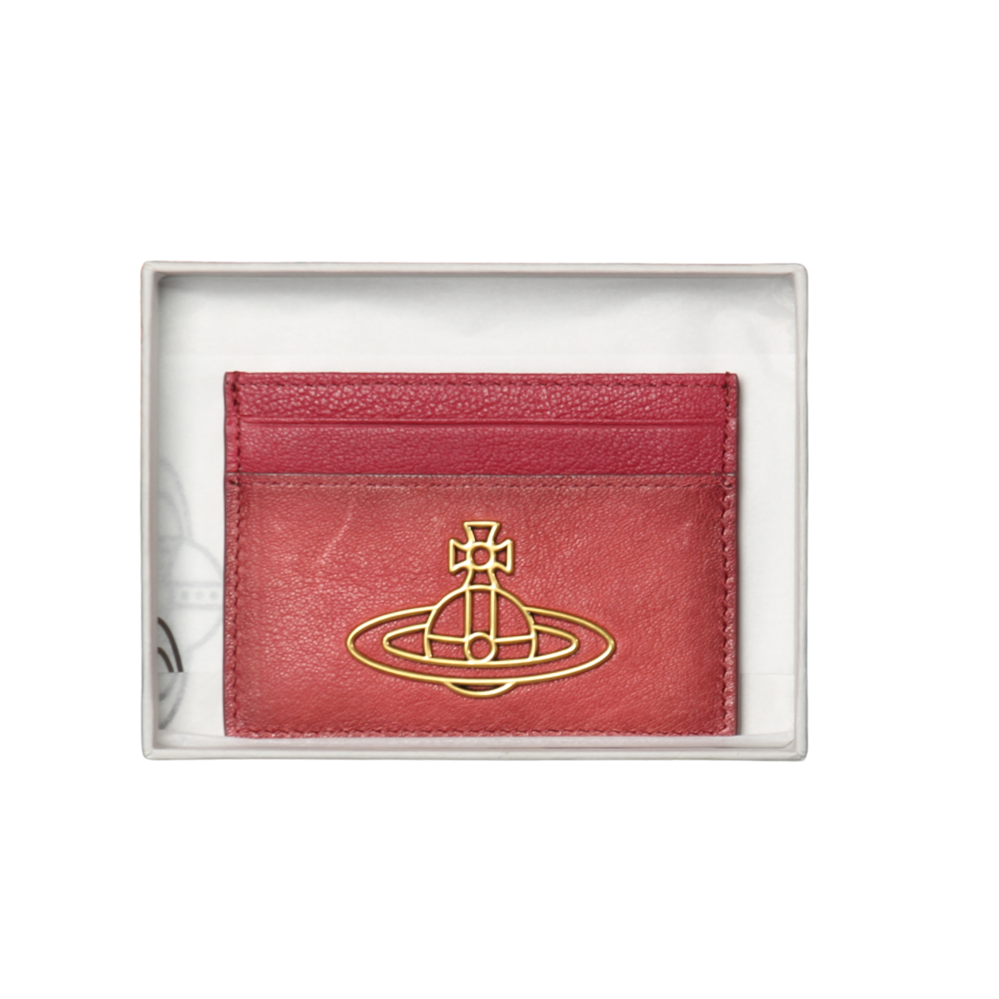 Womens Vivienne Westwood Wine Oiled Leather Flat Card Holder