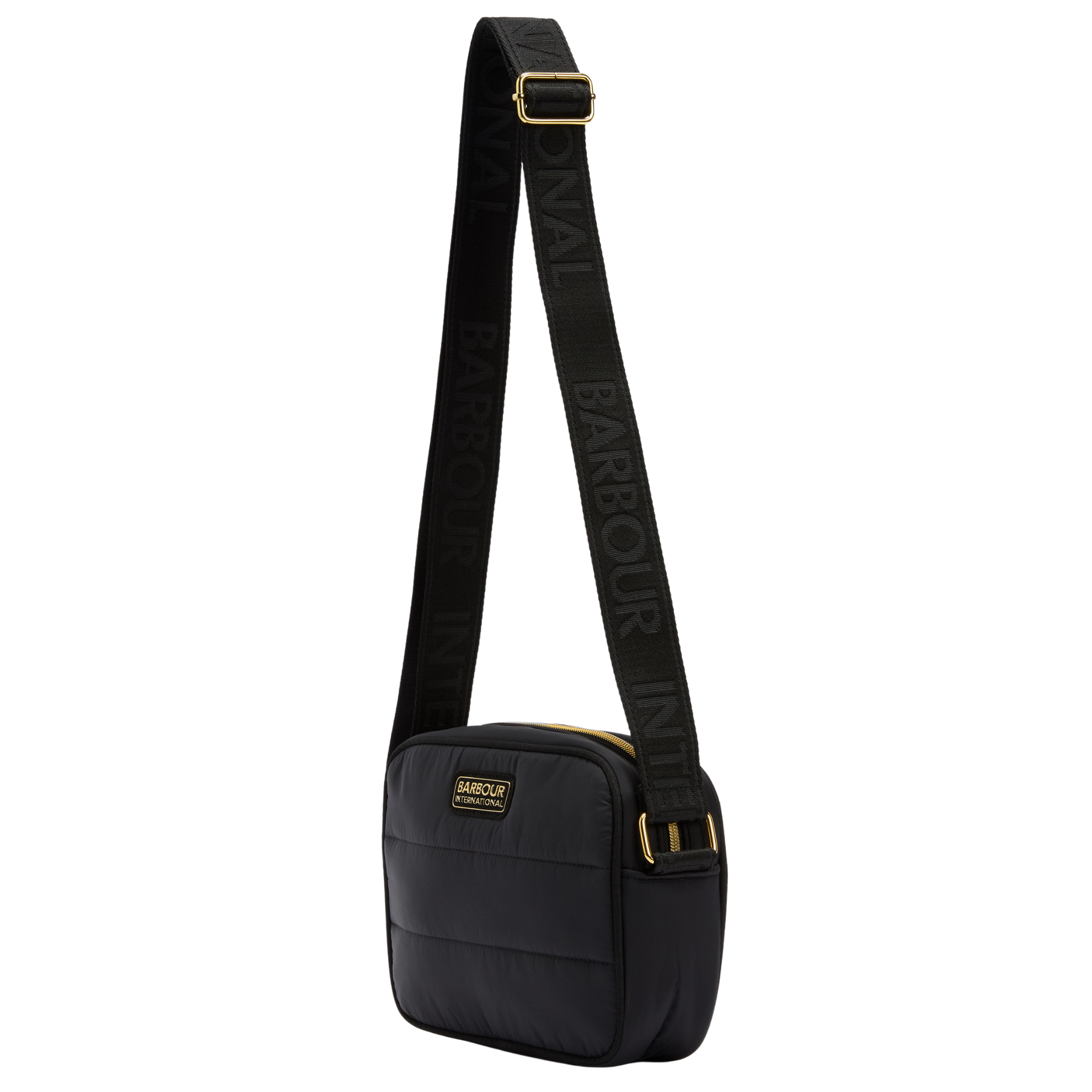 Womens Barbour International Black Monaco Quilt Crossbody Bag