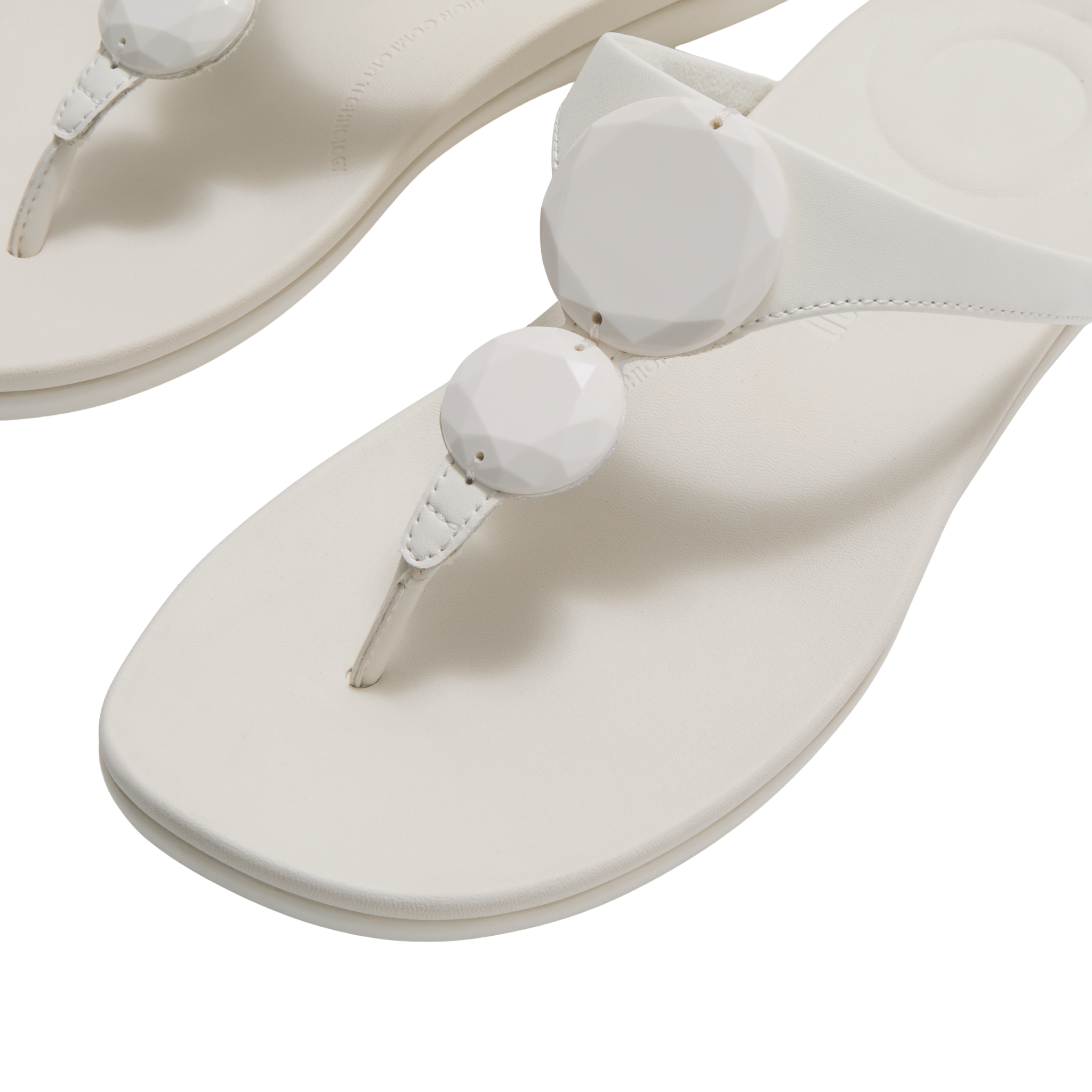 Womens FitFlop Cream Solay Glossy-Disc Toe-Post Sandals