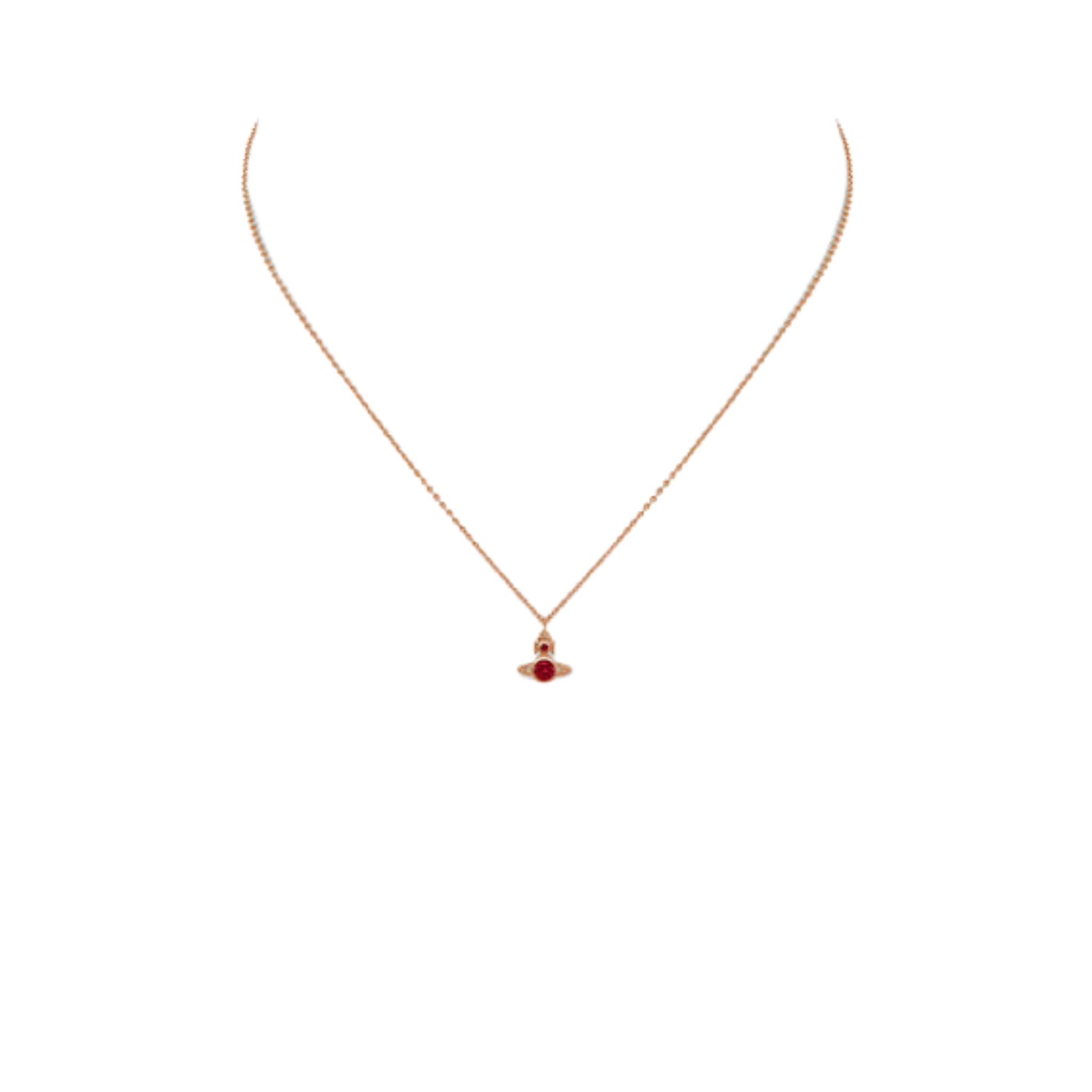 Vivienne Westwood Rose Gold/Red CZ London Orb Pendant Necklace