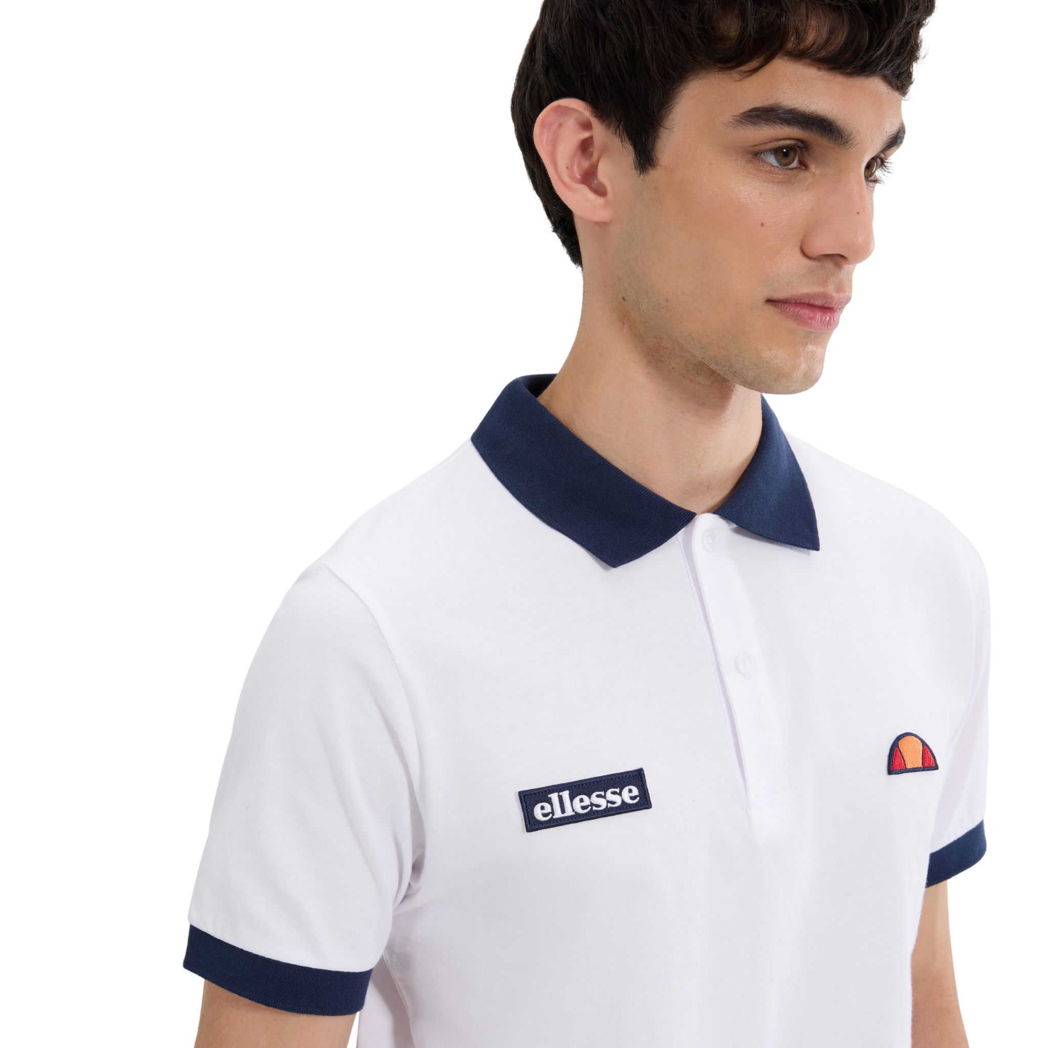 Mens Ellesse White/Navy Lessepsia S/s Polo Shirt