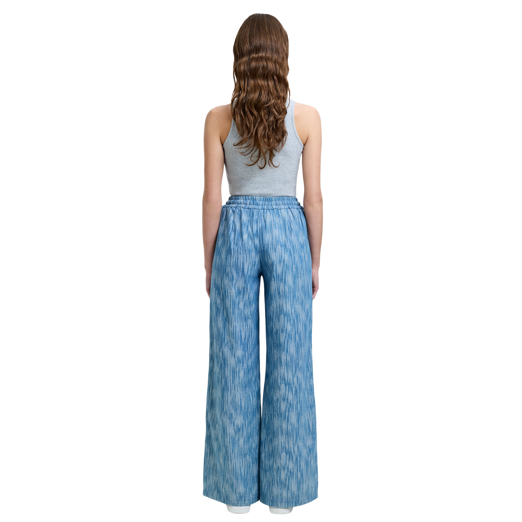 Womens French Connection Mid Blue Bessie Textured Wide Leg Jeans