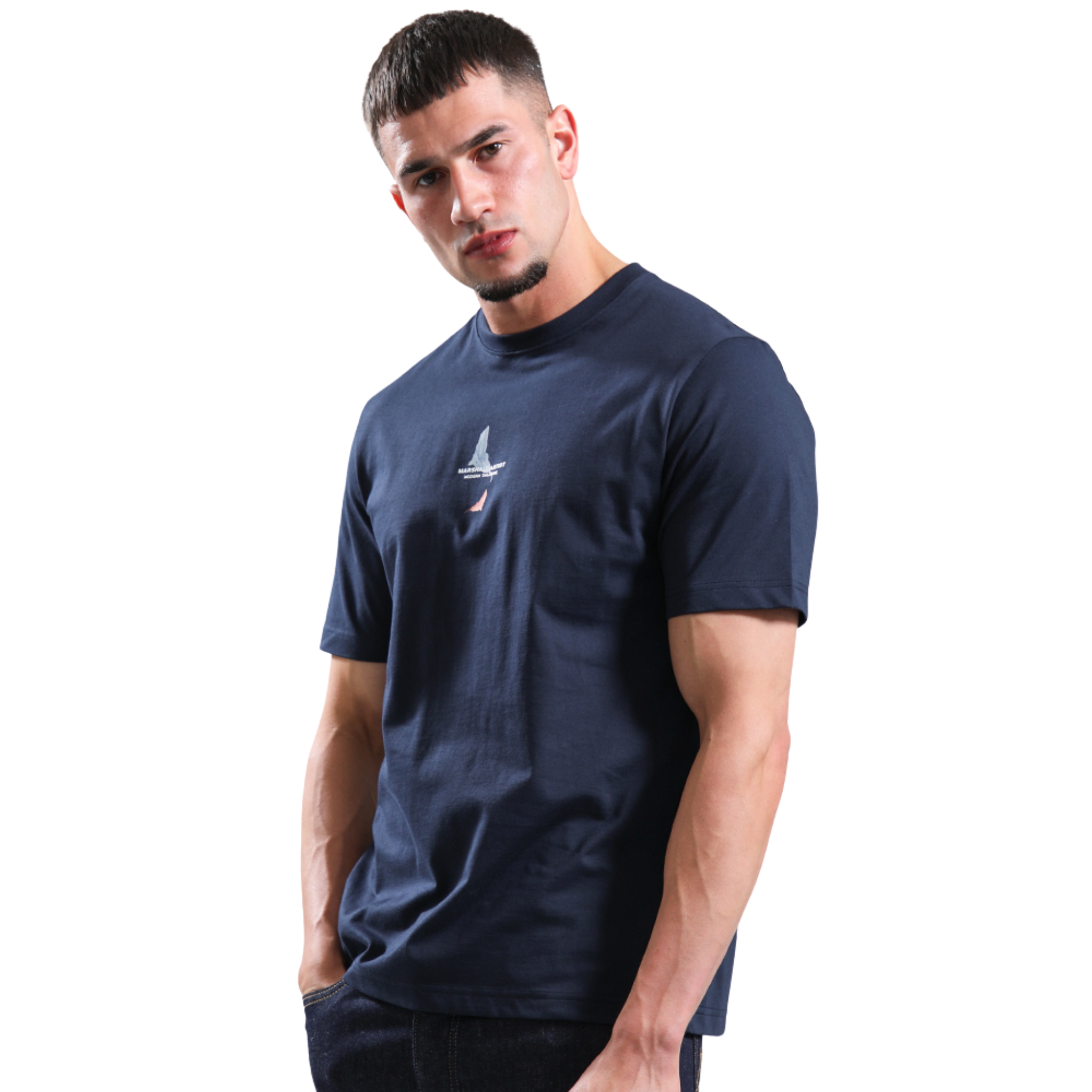 Mens Marshall Artist Navy Aspen Back Print S/s T Shirt