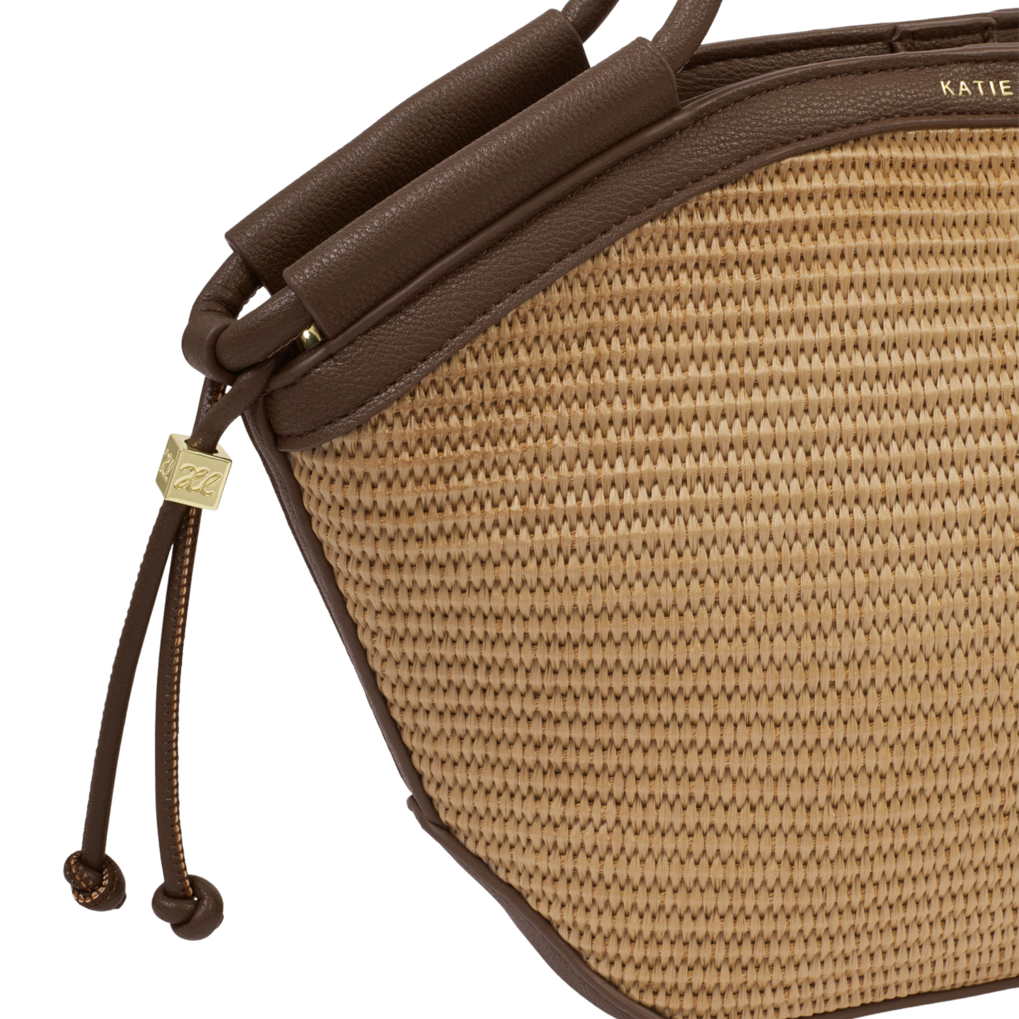 Womens Katie Loxton Natural Raffia/Bitter Choc Florence Mini Tote Bag