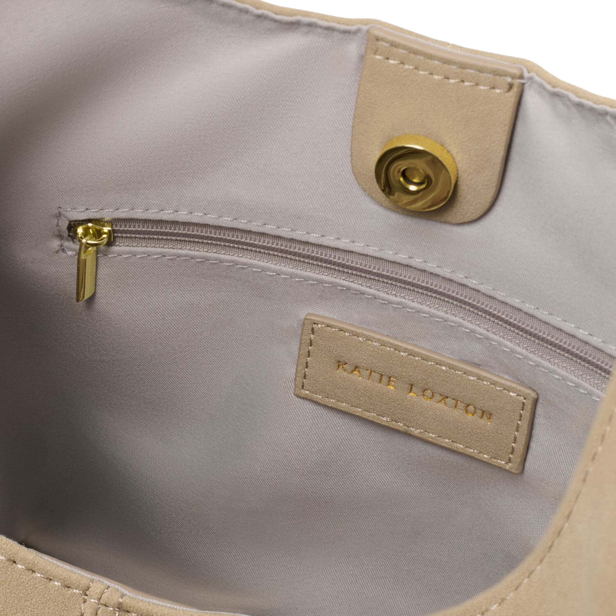Womens Katie Loxton Light Taupe Suedette Laila Slouch Shoulder Bag