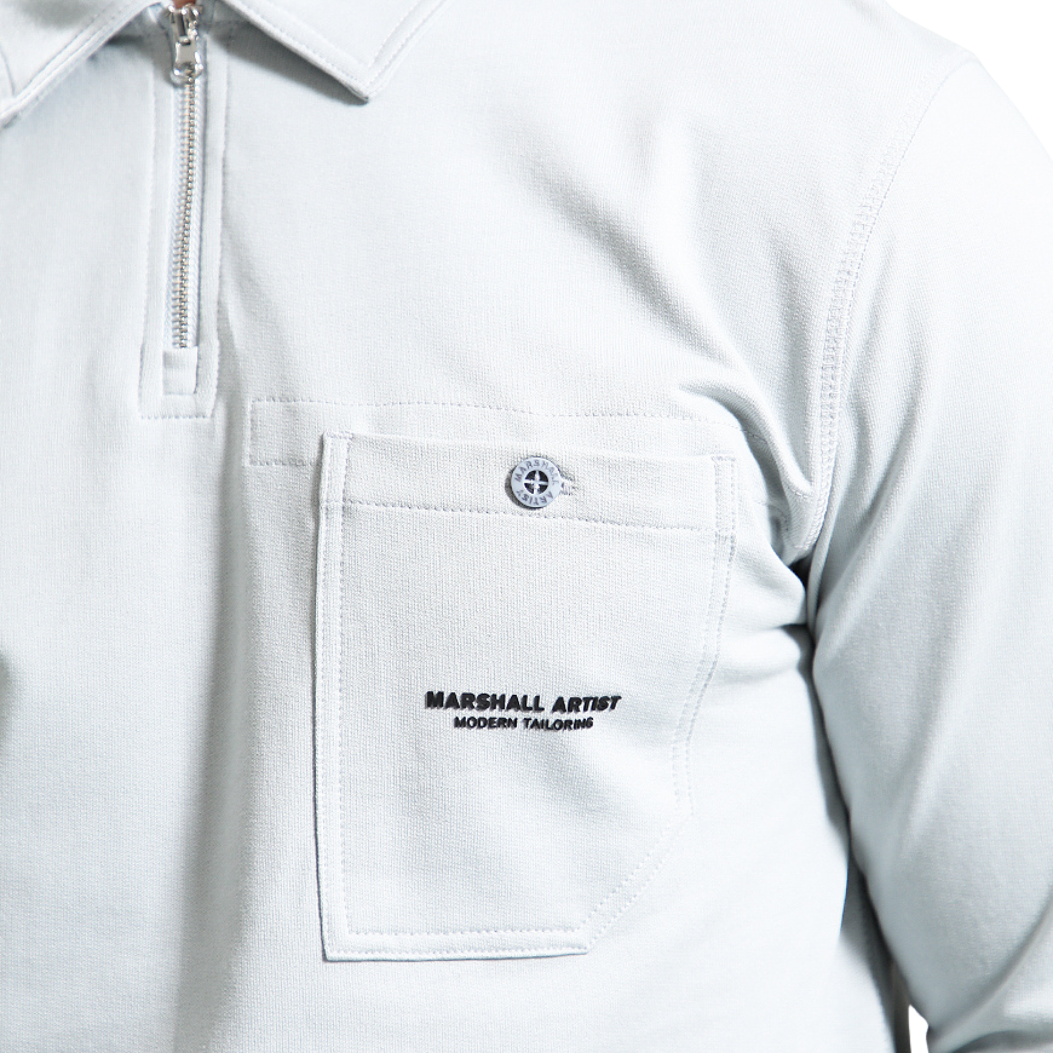 Mens Marshall Artist Ghost Grey Stratton L/s Polo Shirt