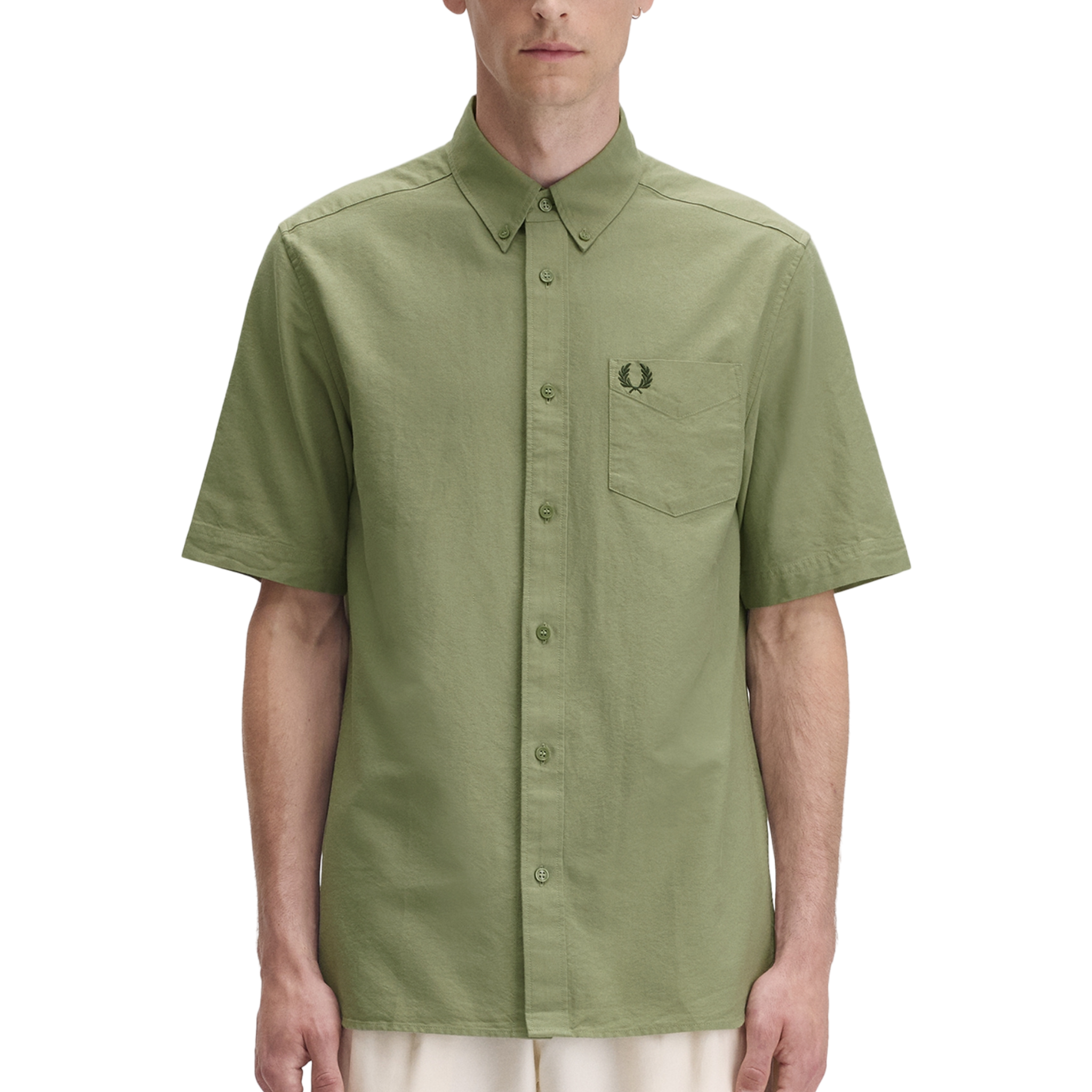 Mens Fred Perry Olive Mint Oxford S/s Shirt