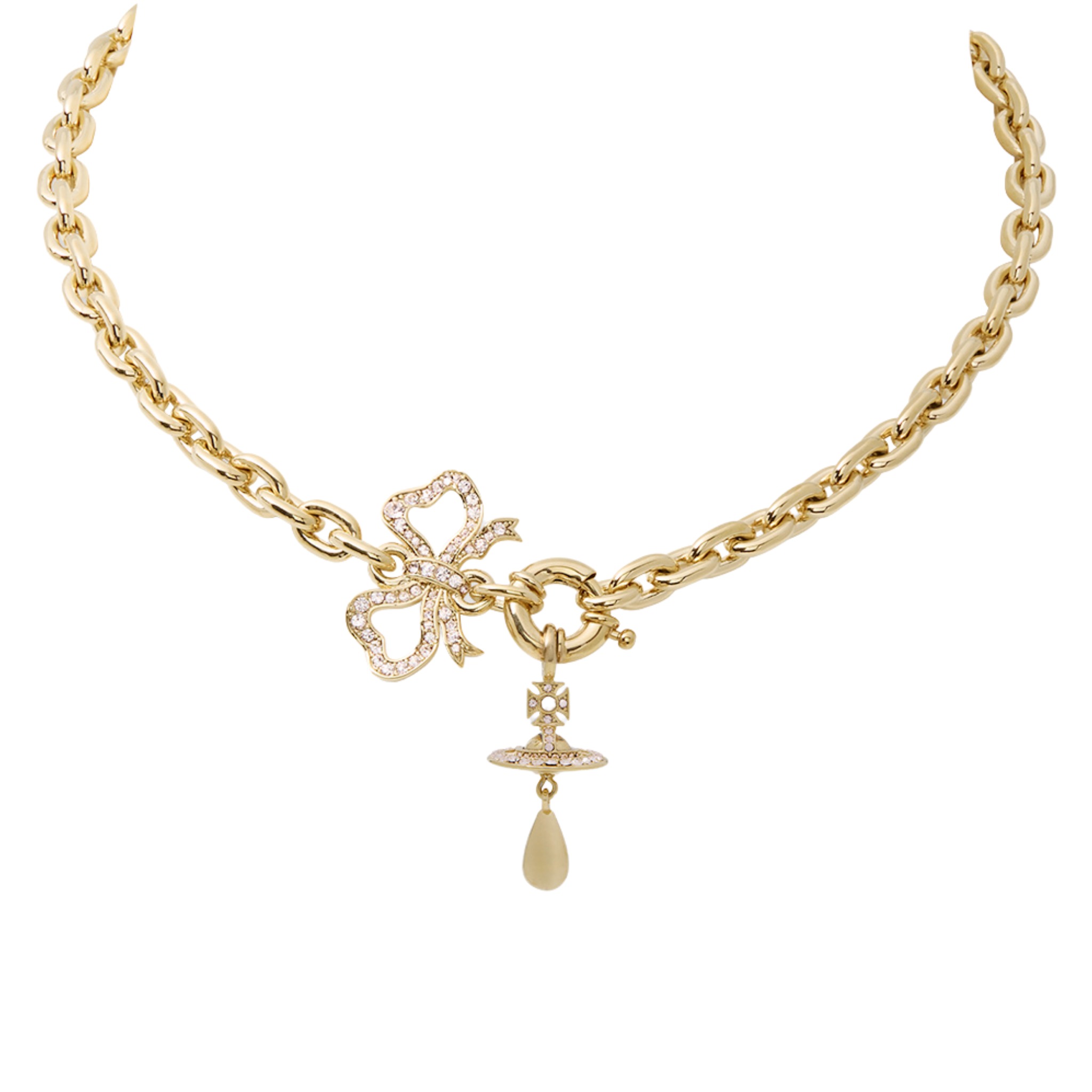 Vivienne Westwood Gold/Silk Crystal Rigoberta Chain Necklace