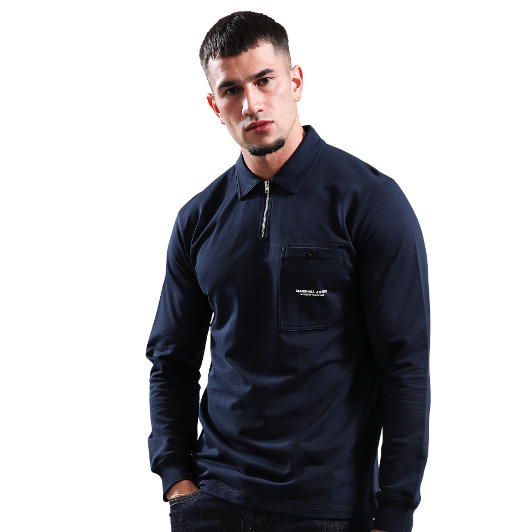Mens Marshall Artist Navy Stratton L/s Polo Shirt