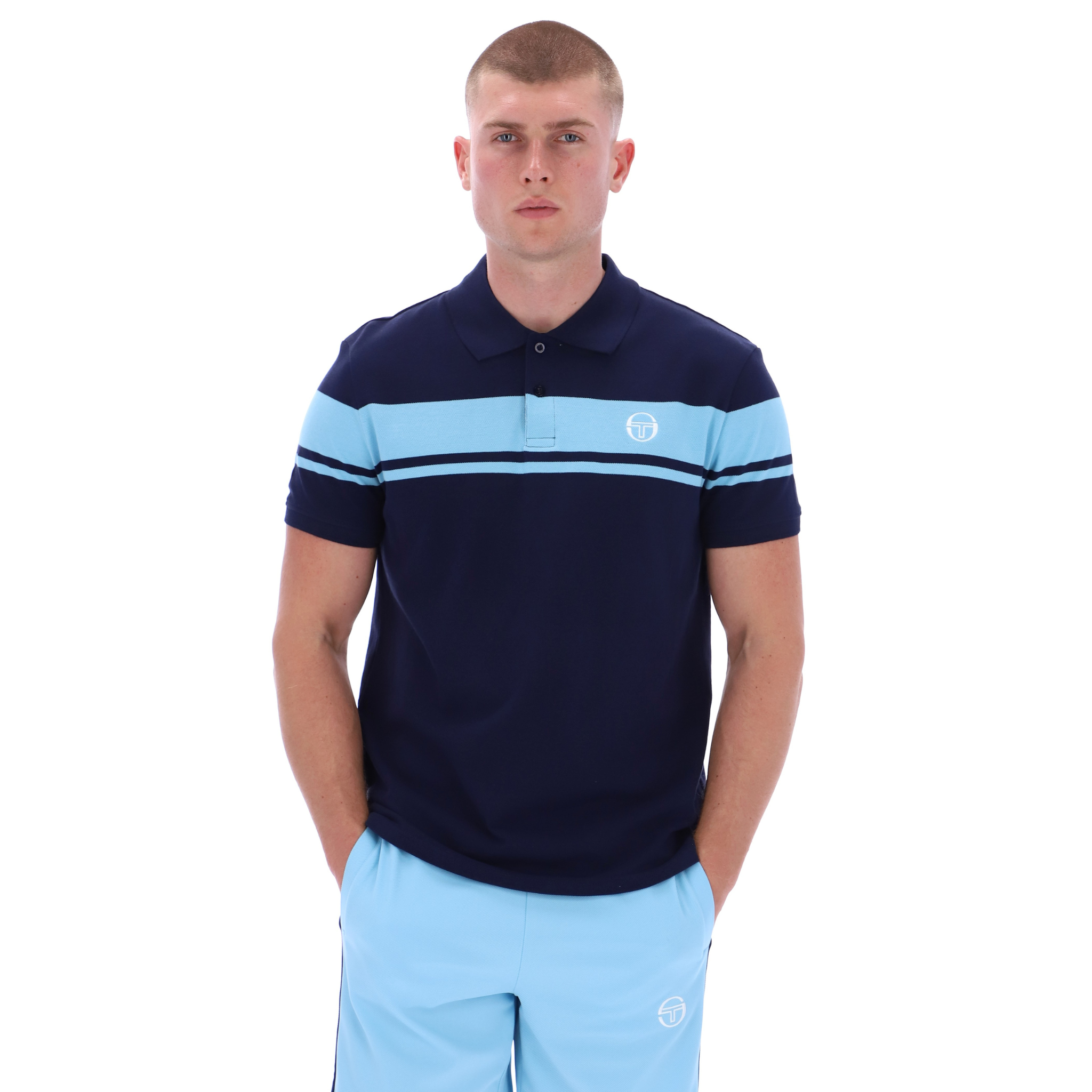 Mens Sergio Tacchini Maritime Blue/Baltic Sea Young Line S/s Polo Shirt