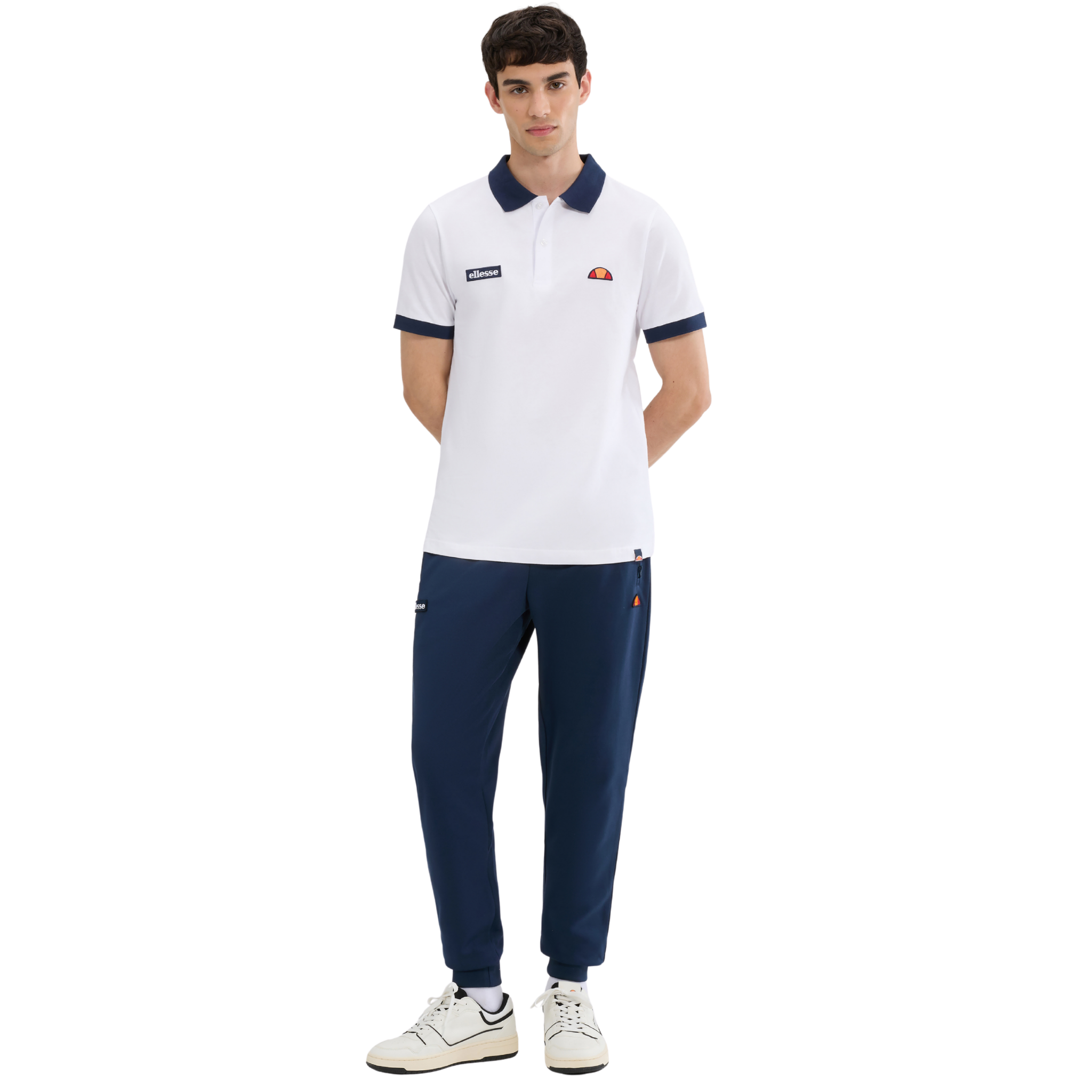 Mens Ellesse White/Navy Lessepsia S/s Polo Shirt