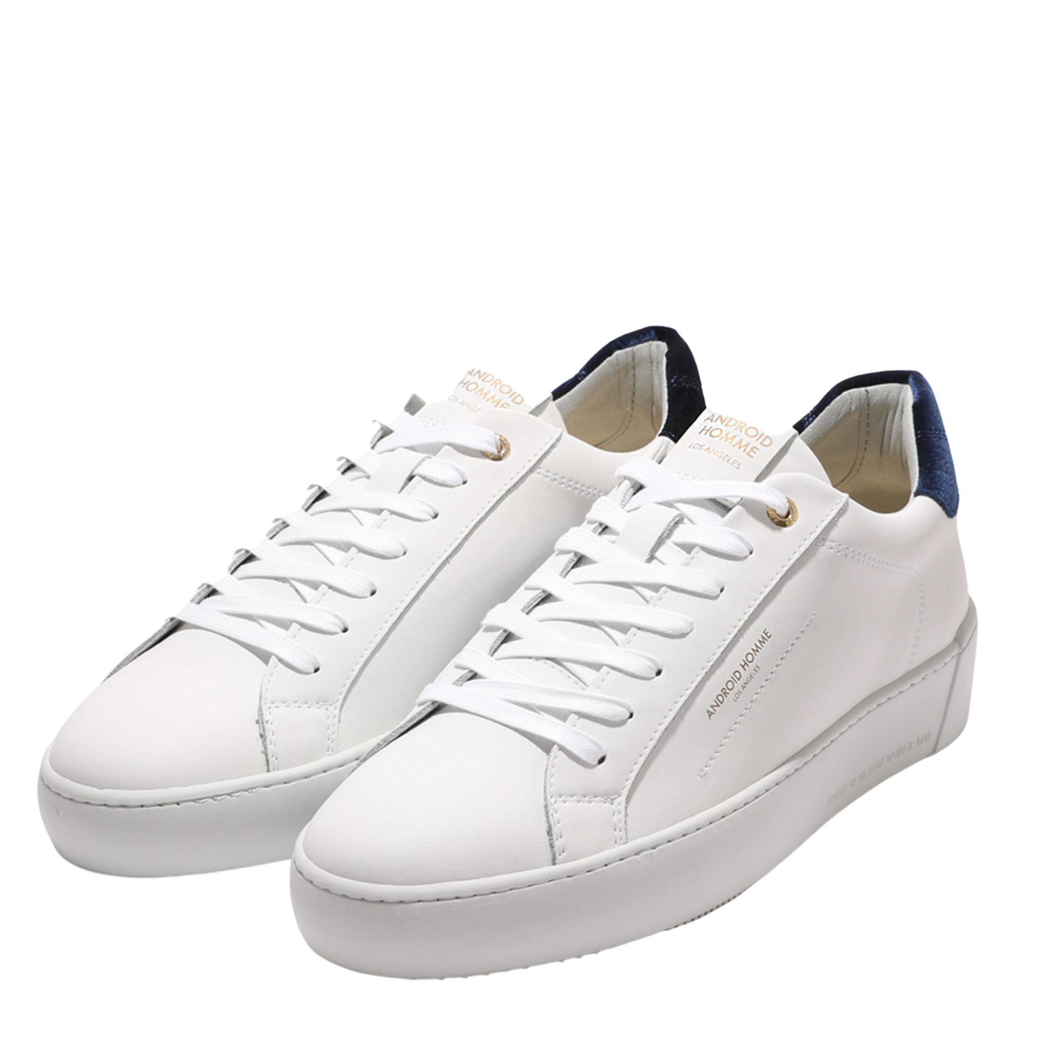 Mens Android Homme White/Navy Zuma Diamond Velvet Quilt Trainers