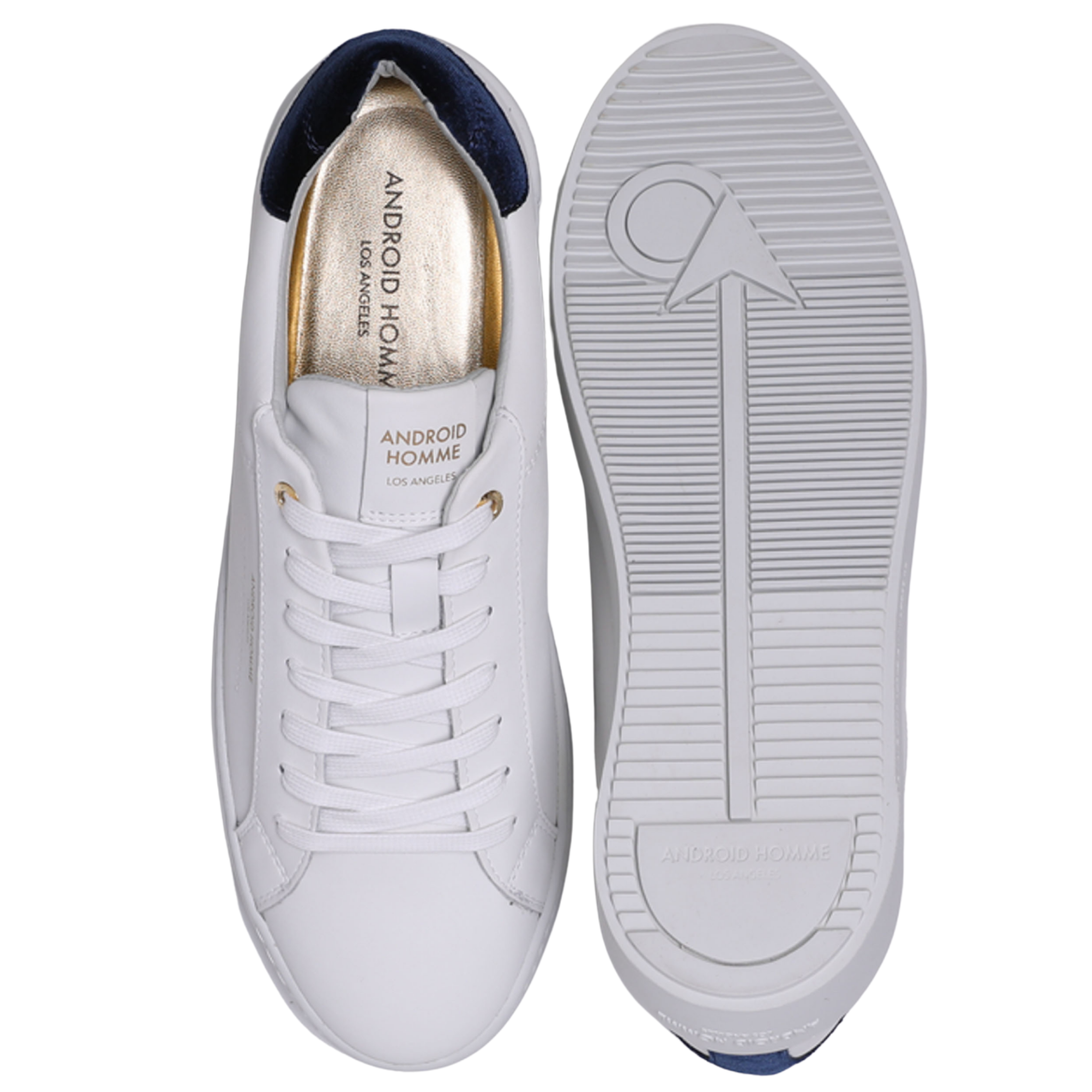 Mens Android Homme White/Navy Zuma Diamond Velvet Quilt Trainers