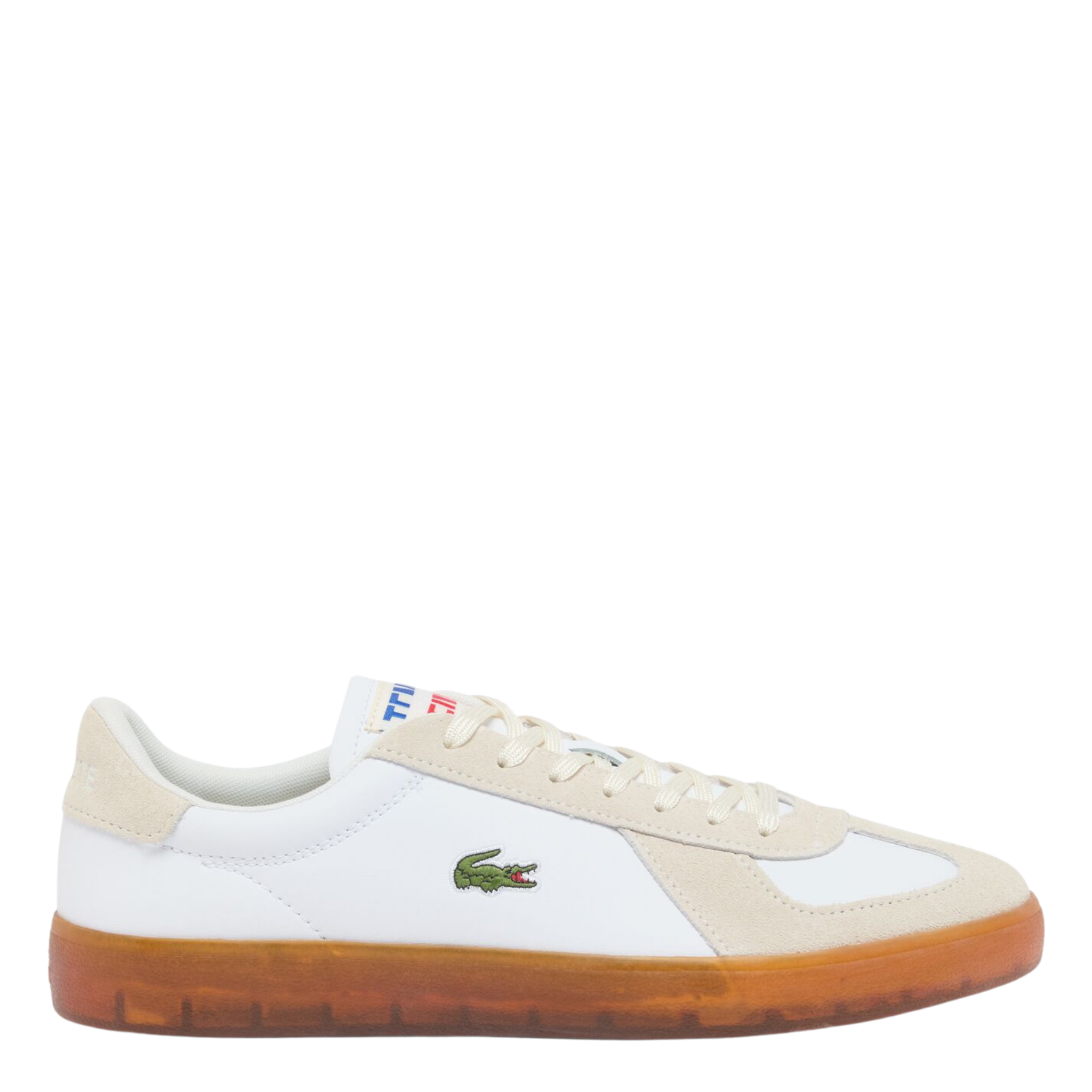 Mens Lacoste White/Gum Baseshot Pro Suede Trainers