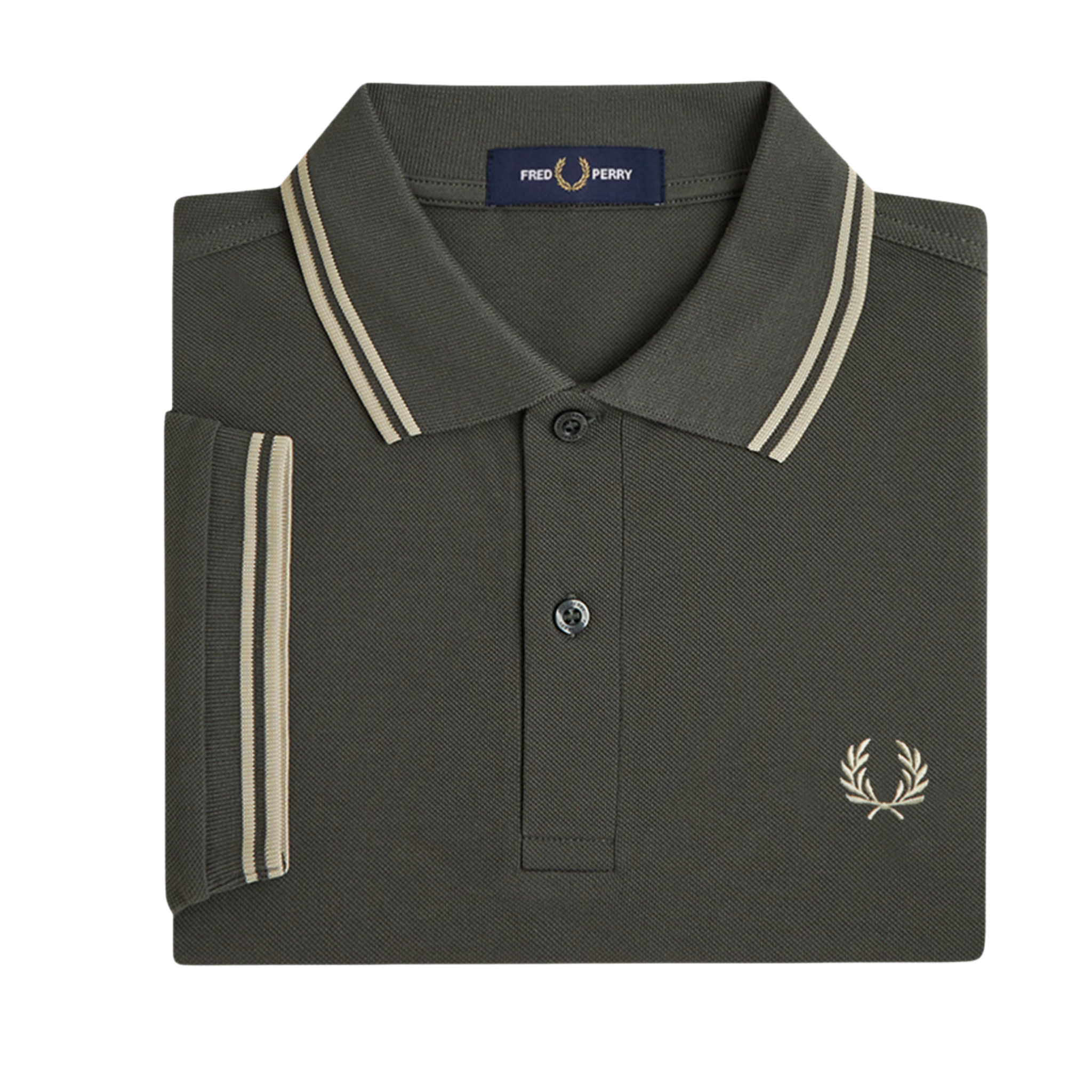 Mens Fred Perry Field Green/Oatmeal Twin Tipped S/s Polo