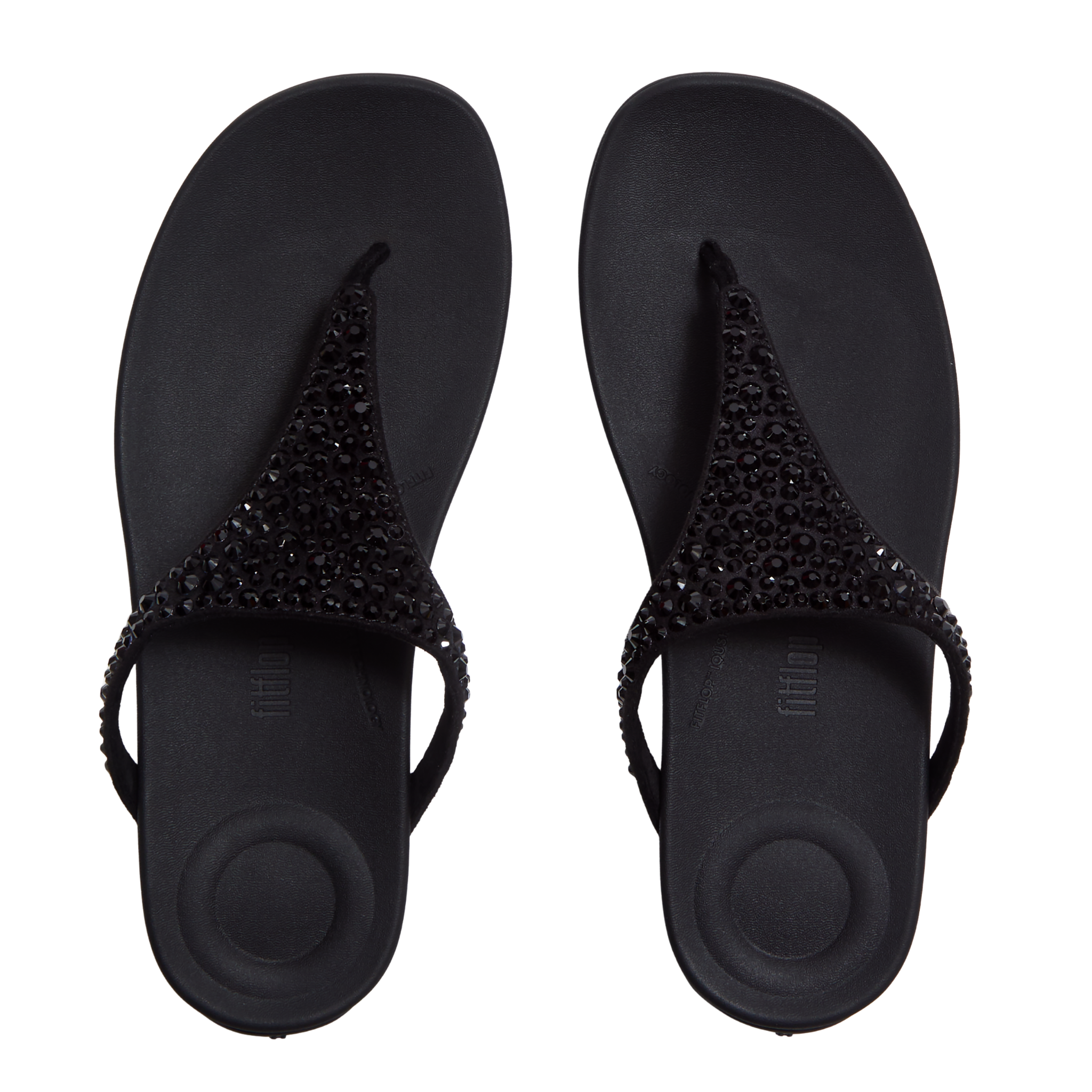 Womens FitFlop Black Solay Mixed-Crystal Toe-Post Sandals