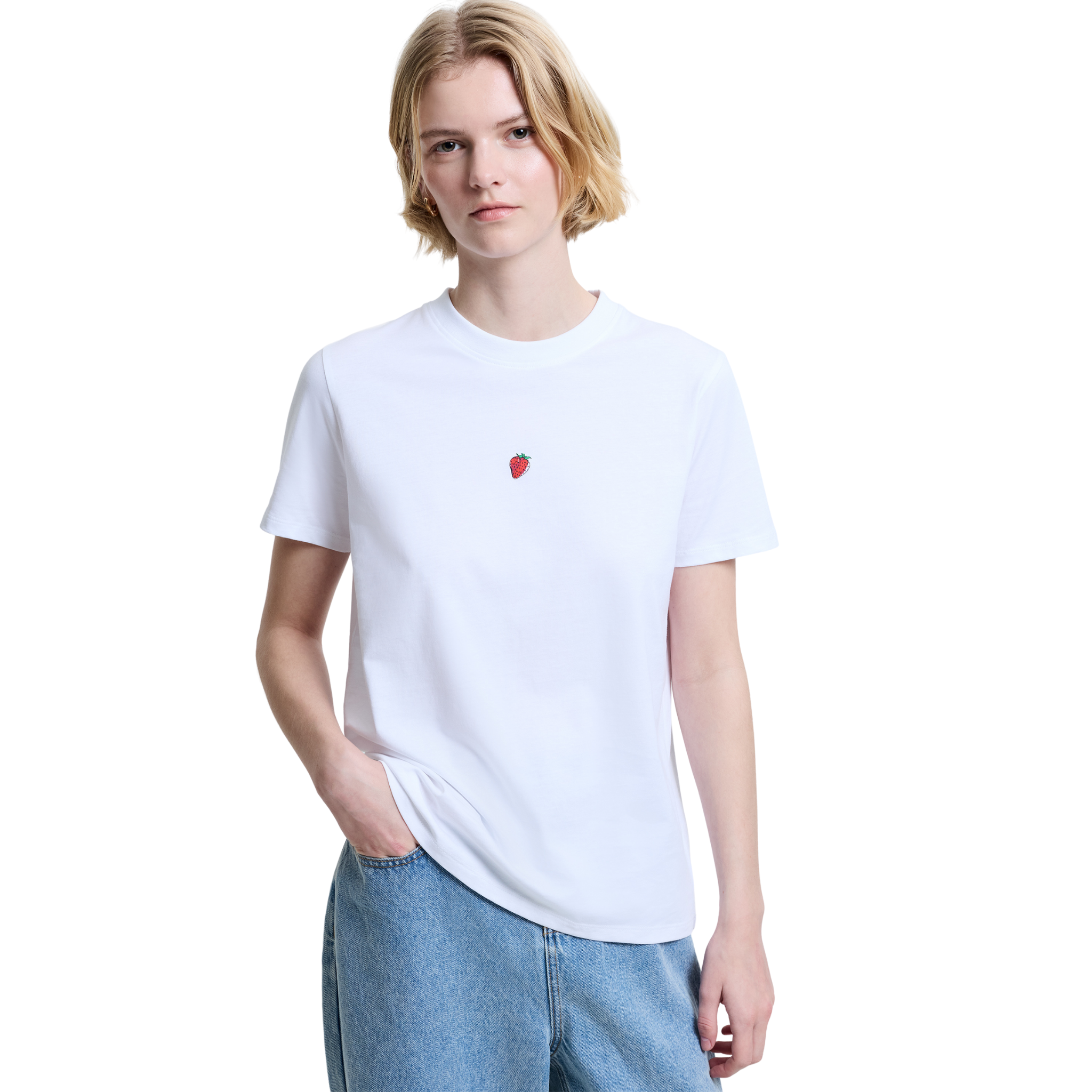 Womens French Connection Linen White Cocktail Graphic S/s T Shirt