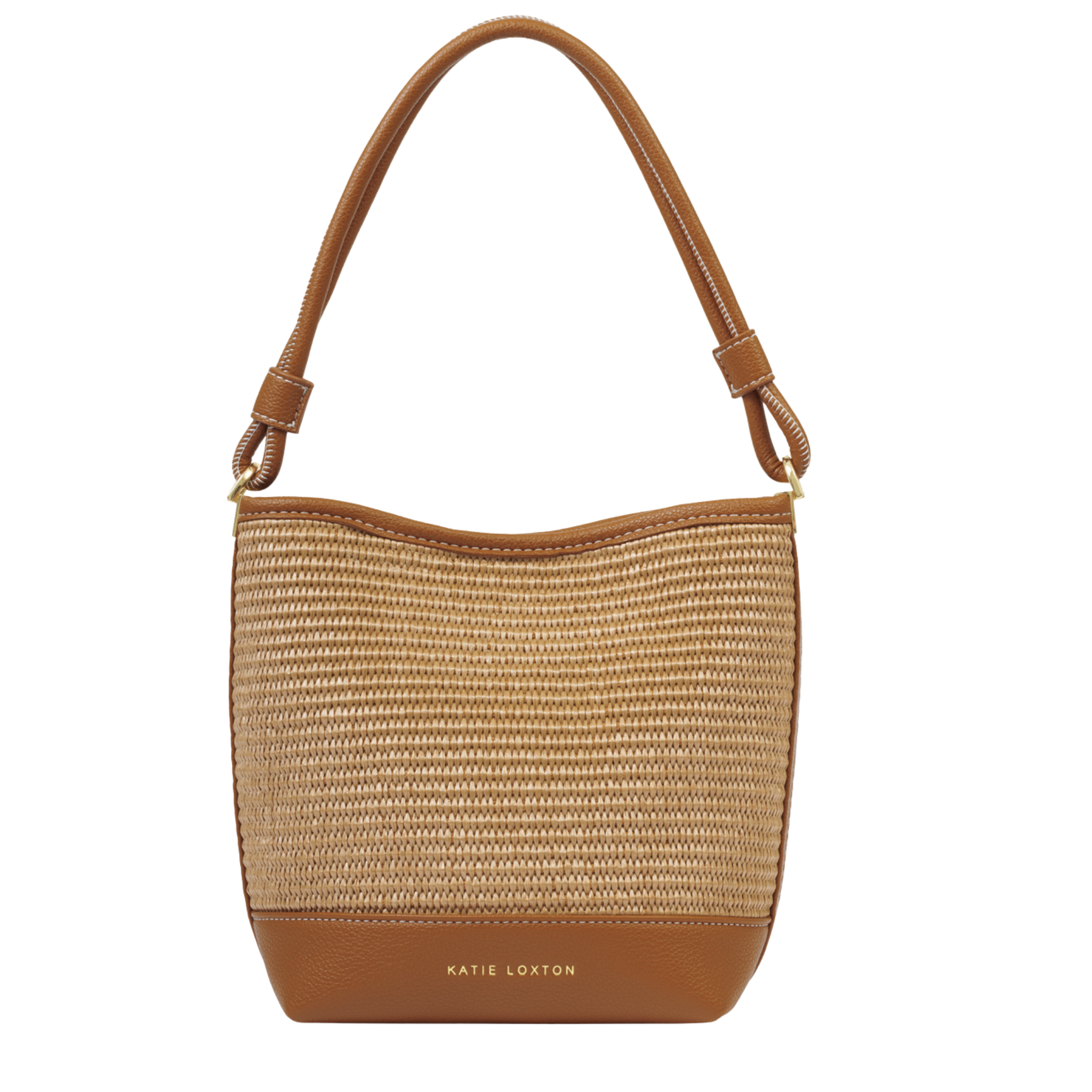 Womens Katie Loxton Natural Raffia/Cognac Sorrento Bucket Bag