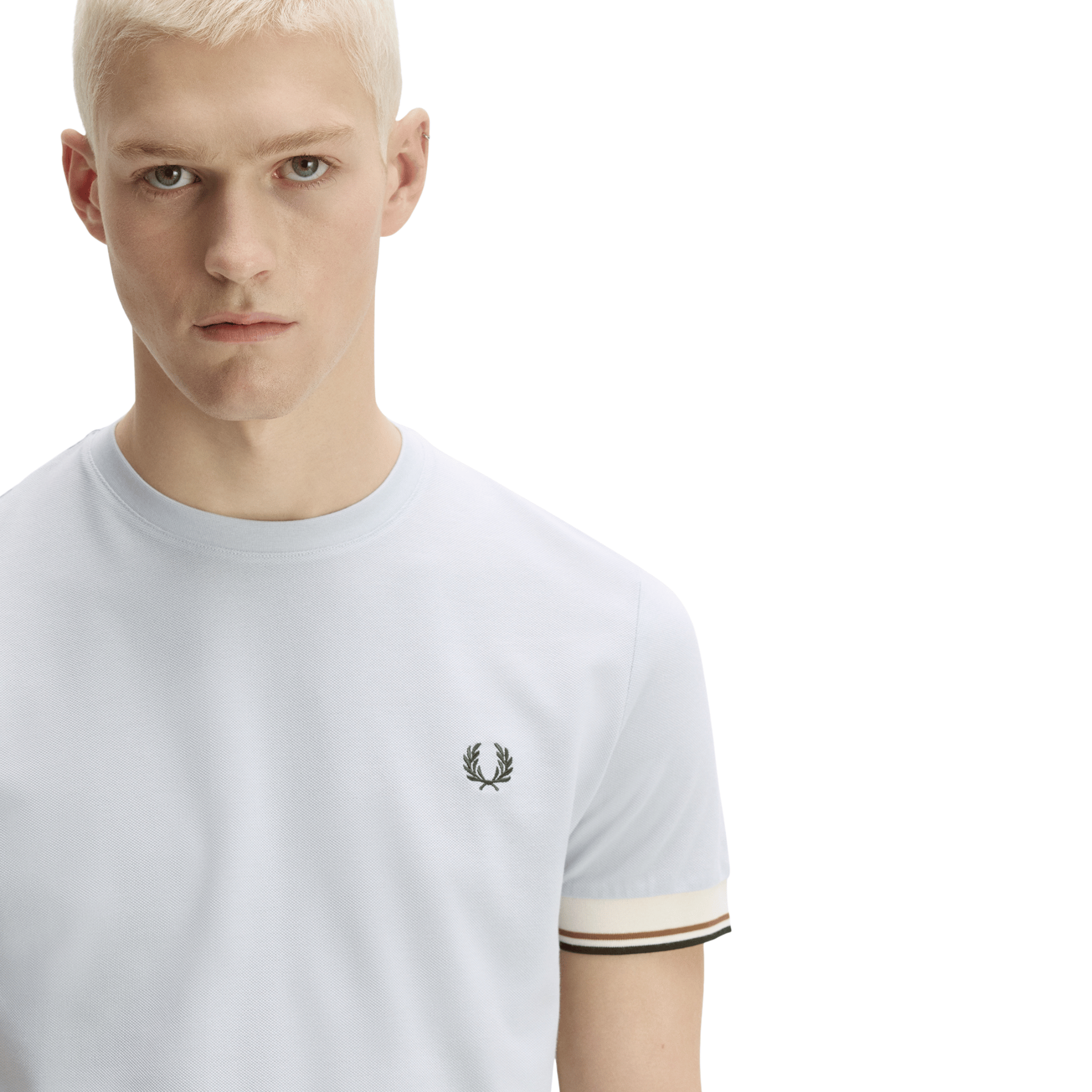 Mens Fred Perry Dusky Blue Twin Tipped Cuff S/s T Shirt