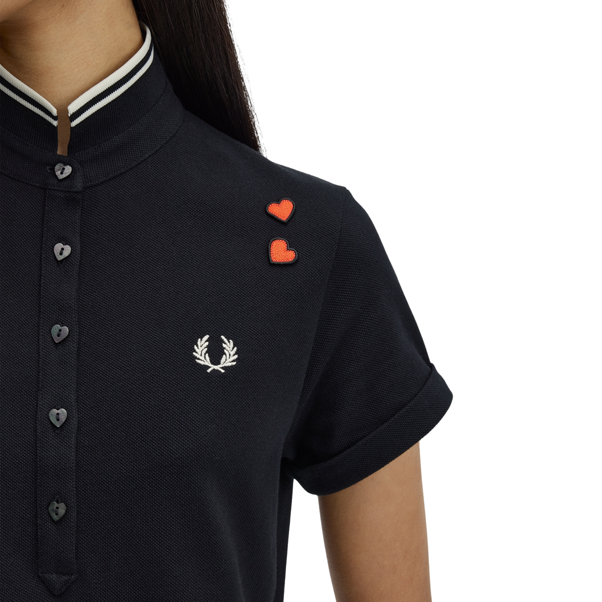 Womens Fred Perry x AW Black Tipped Polo Dress