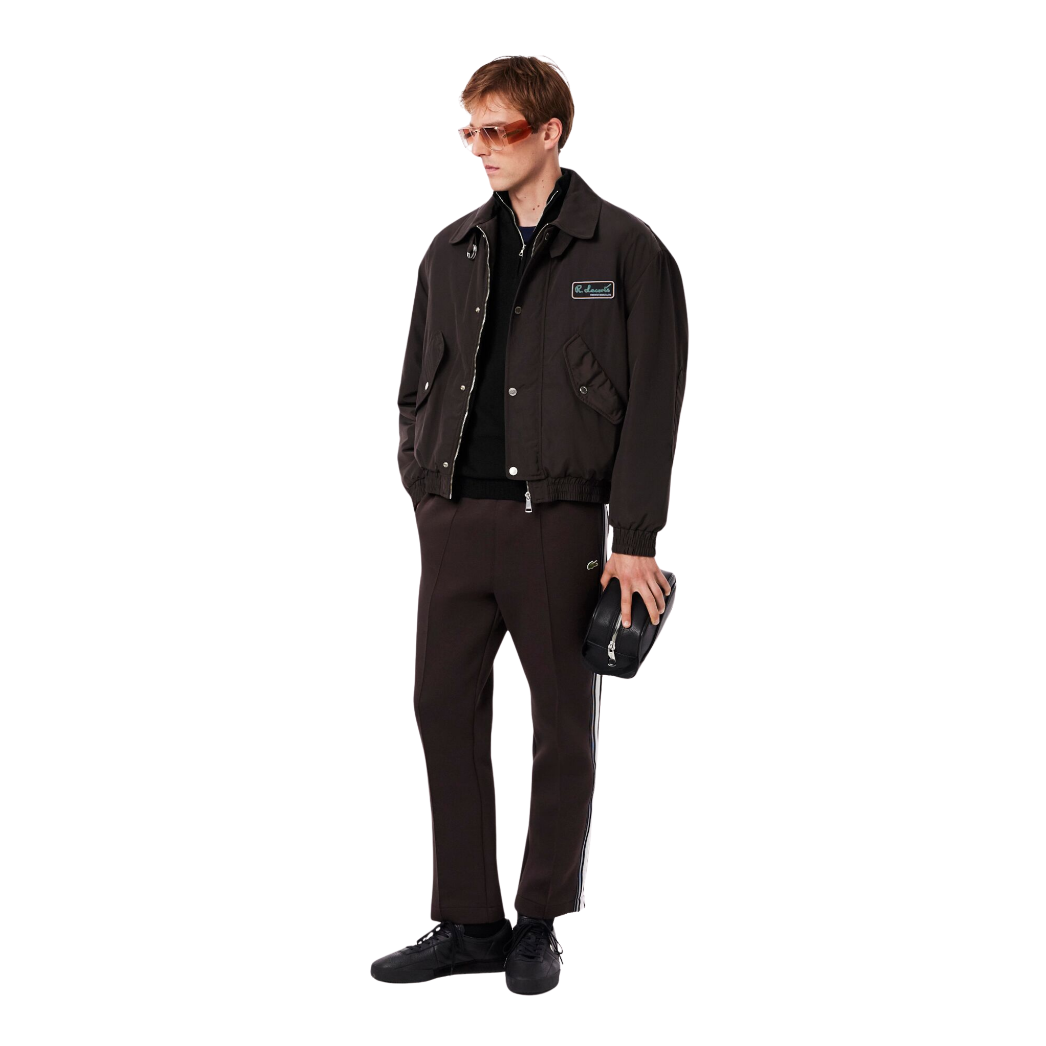 Mens Lacoste Black Half Zip Knit
