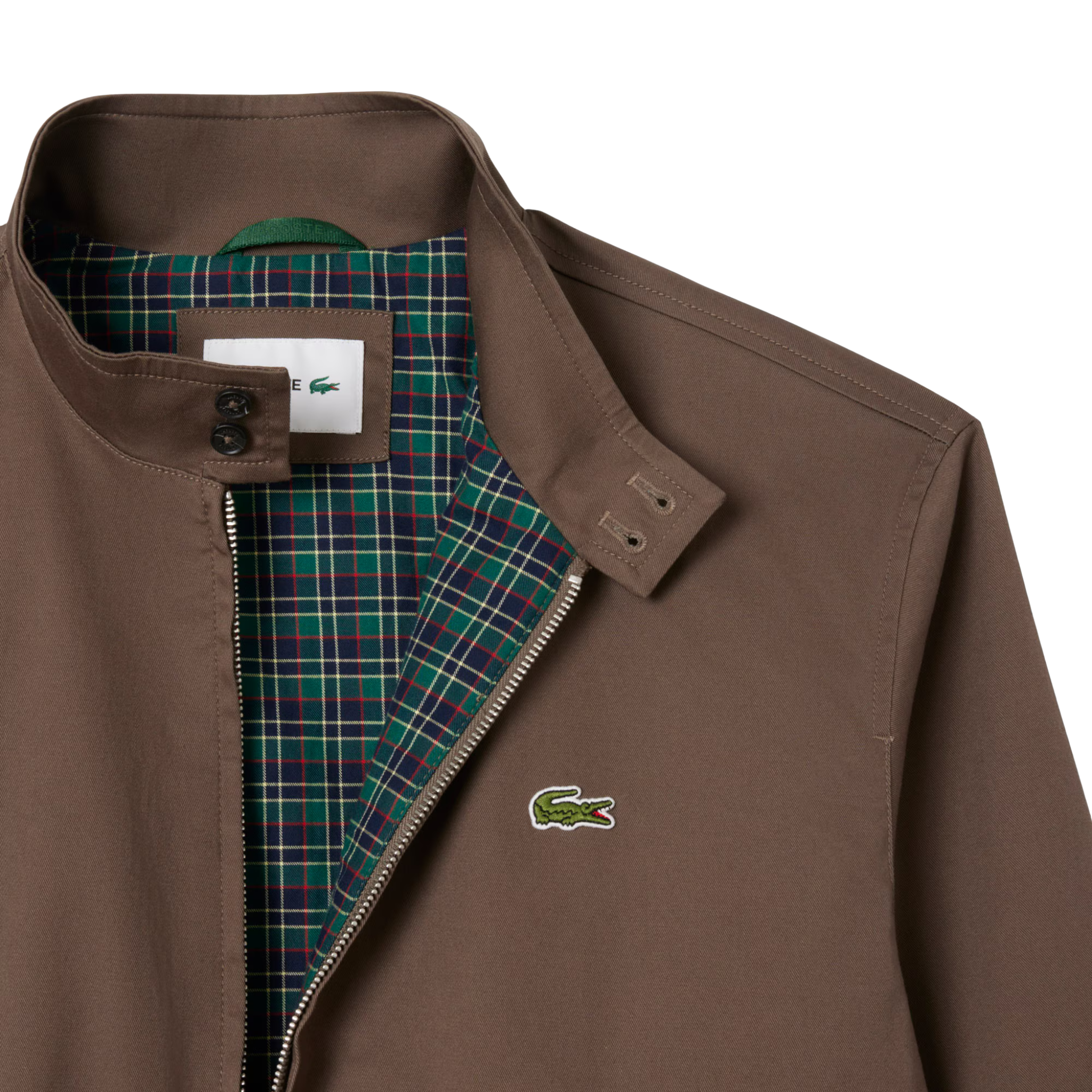 Mens Lacoste Brown Waterproof Twill Harrington Jacket