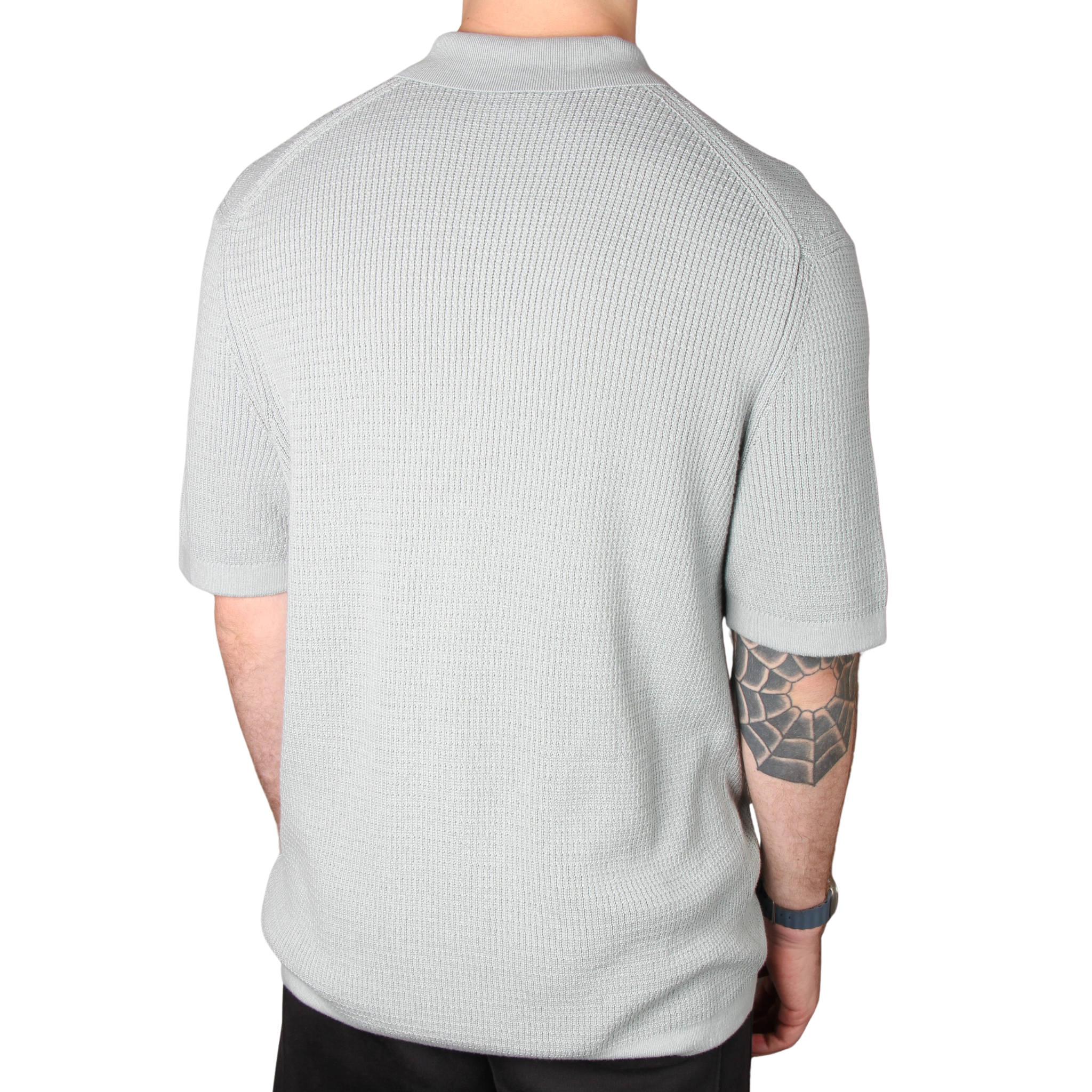 Mens BOSS Open Grey Akepalo Knitted S/s Shirt