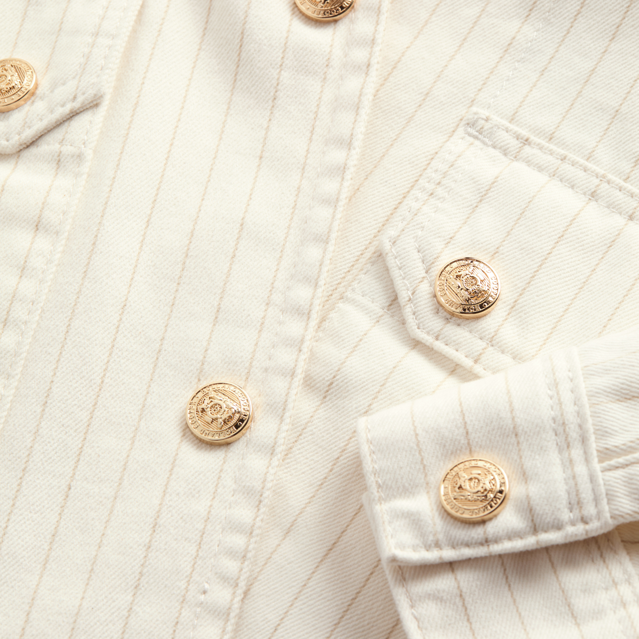 Womens Holland Cooper Ecru Stripe Denim Chore Jacket