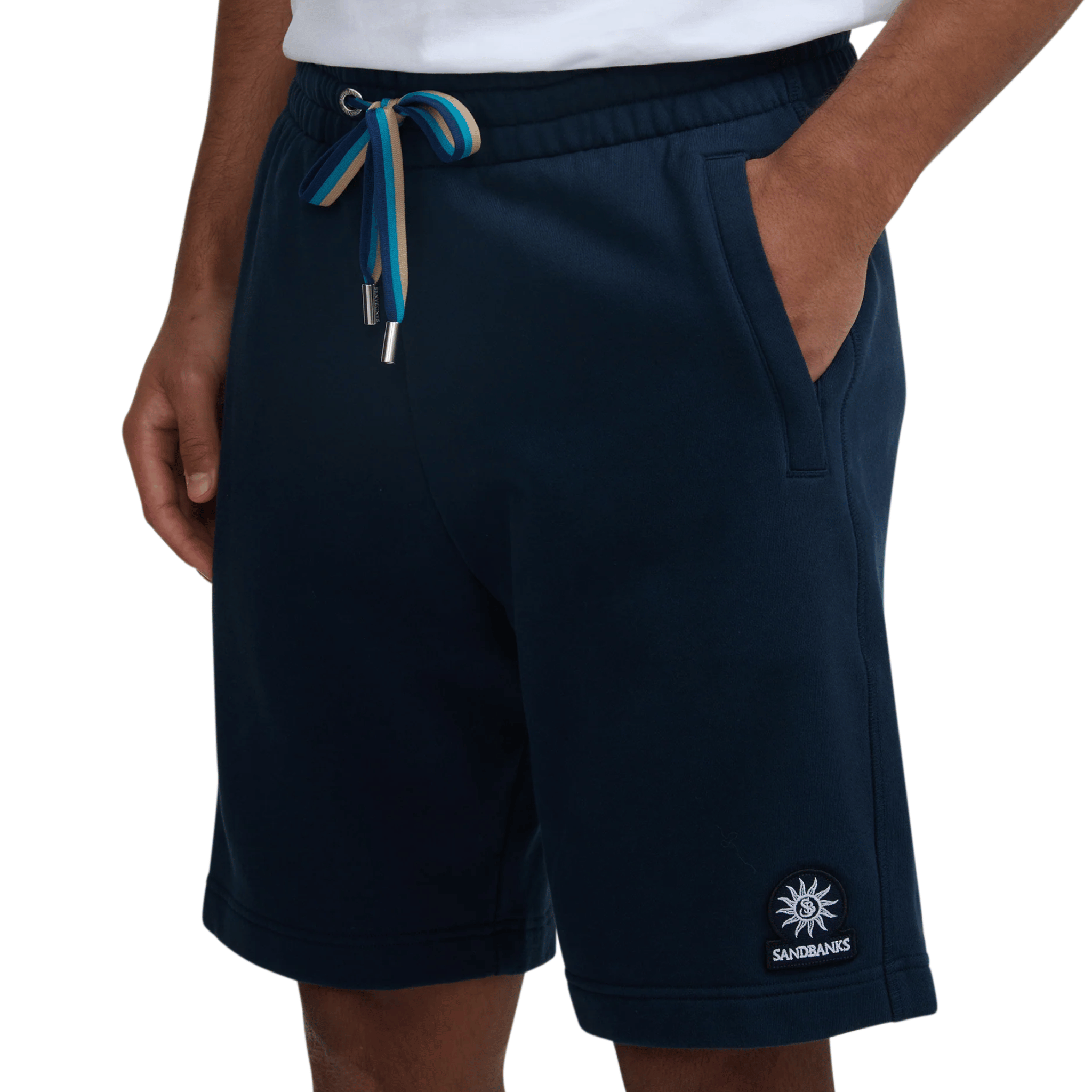 Mens Sandbanks Navy Badge Logo Sweat Shorts